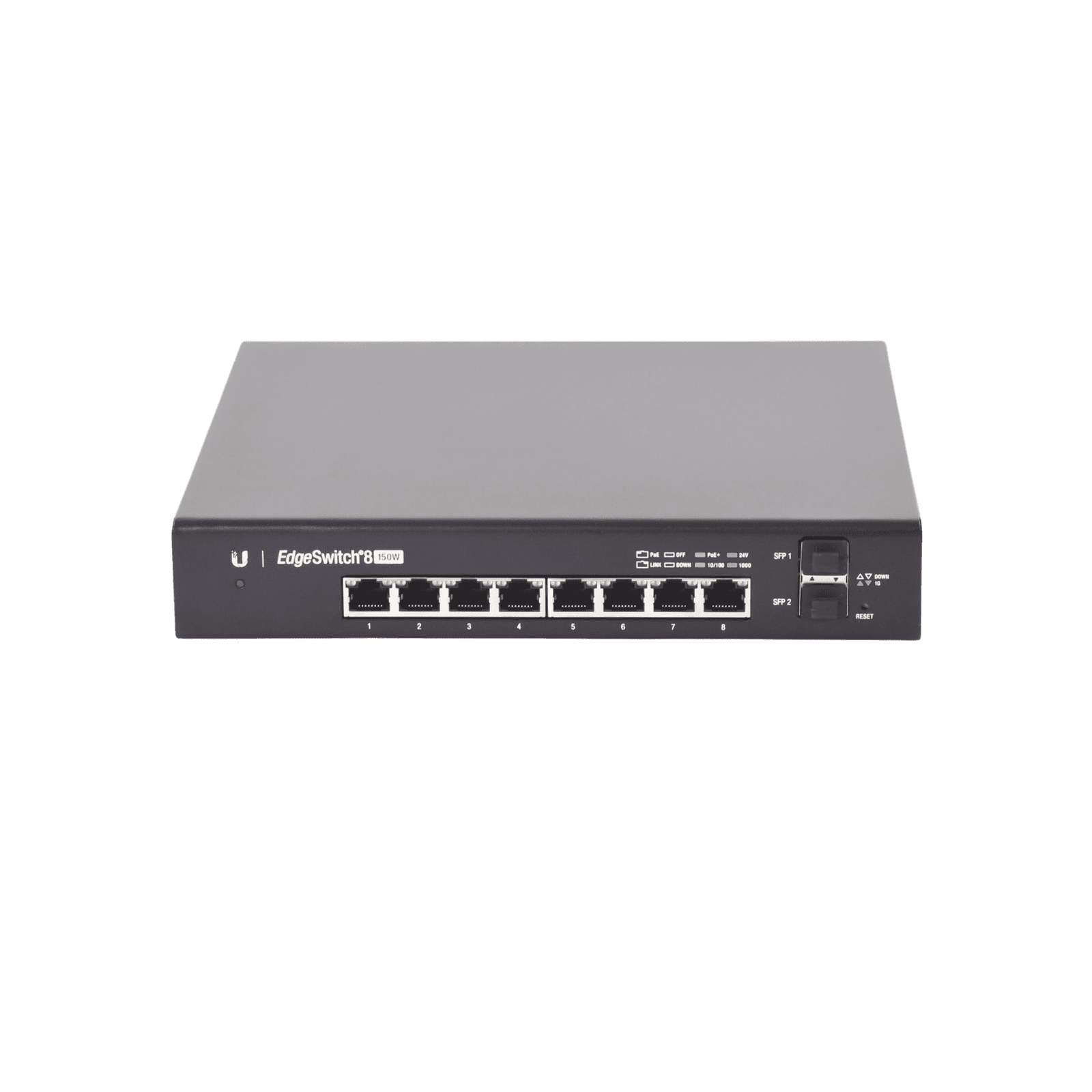 Switch EdgeMAX Administrable de 8 Puertos Gigabit con PoE+/PoE Pasivo 24V + 2 Puertos SFP, 150 W ES-8-150W - UBIQUITI NETWORKS