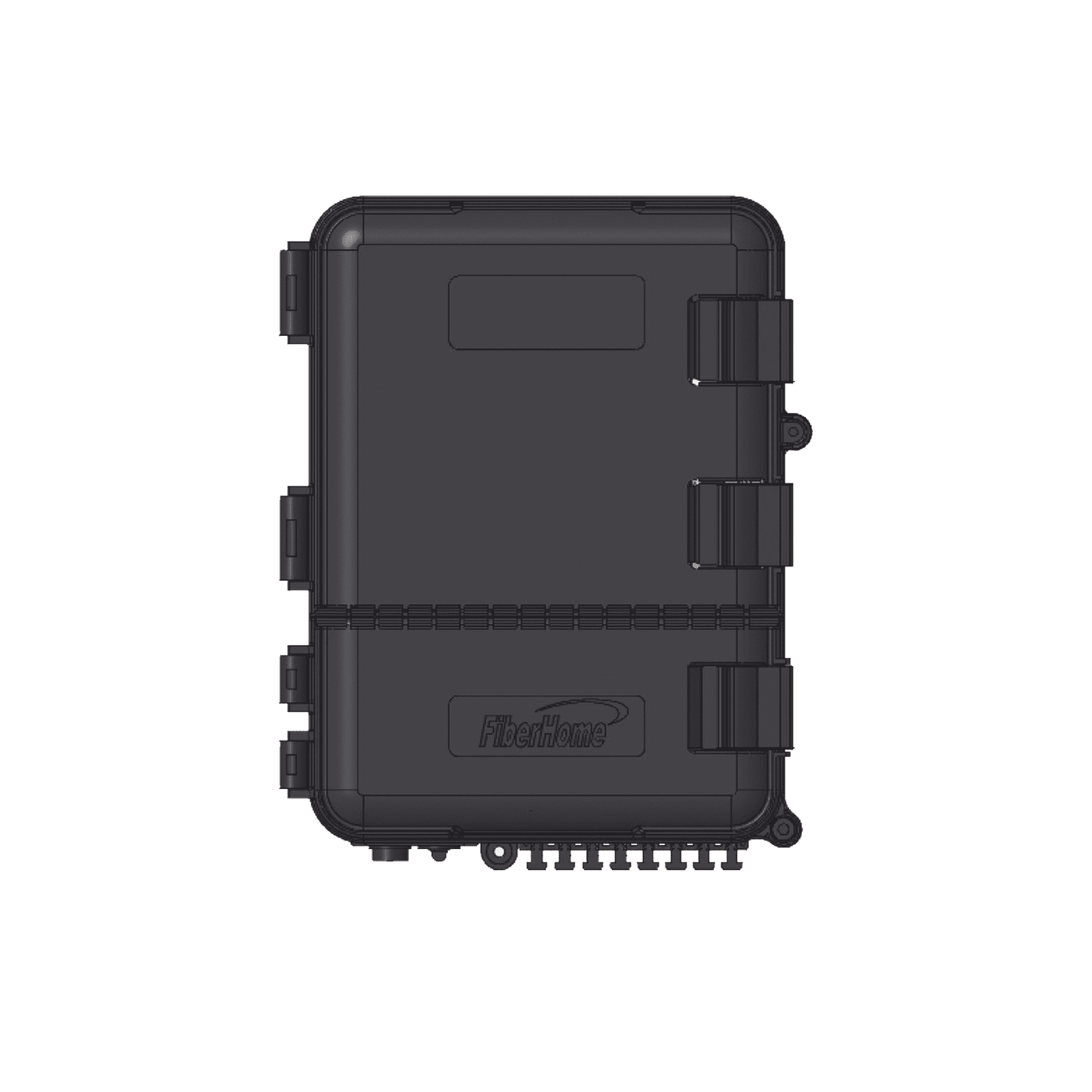 Caja de Distribución de Fibra Óptica para 24 Empalmes, con 8 acopladores SC/APC simplex, Exterior IP55, Color Negro FDP-440A 177489 - FIBERHOME