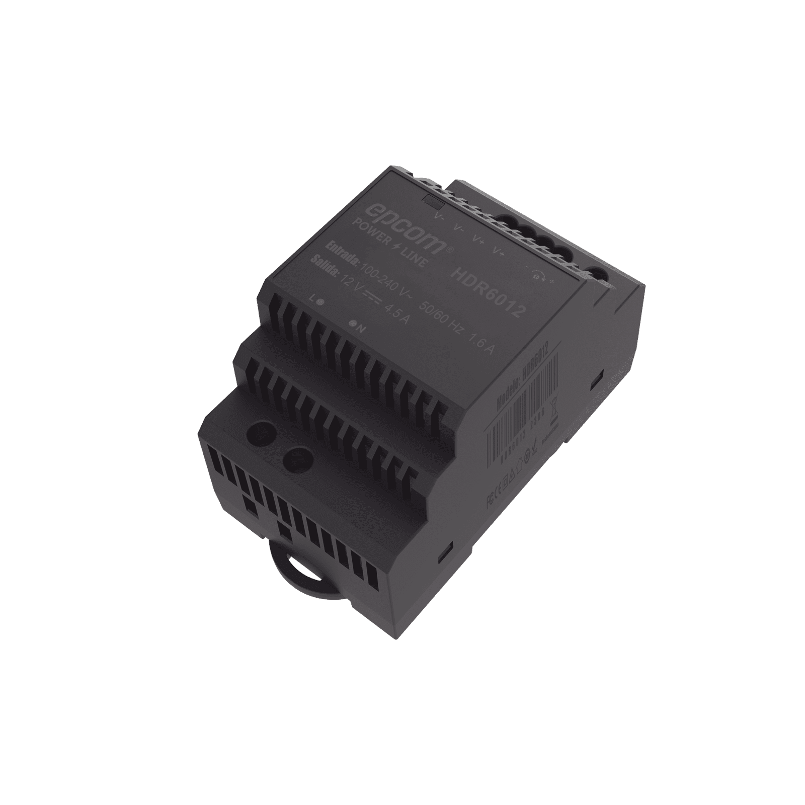 Fuente de Poder Industrial Entrada: 100-240 Vca / Salida: 15 Vcc/ 4 A/ 60 W/ Riel Din HDR-6012 - EPCOM POWERLINE