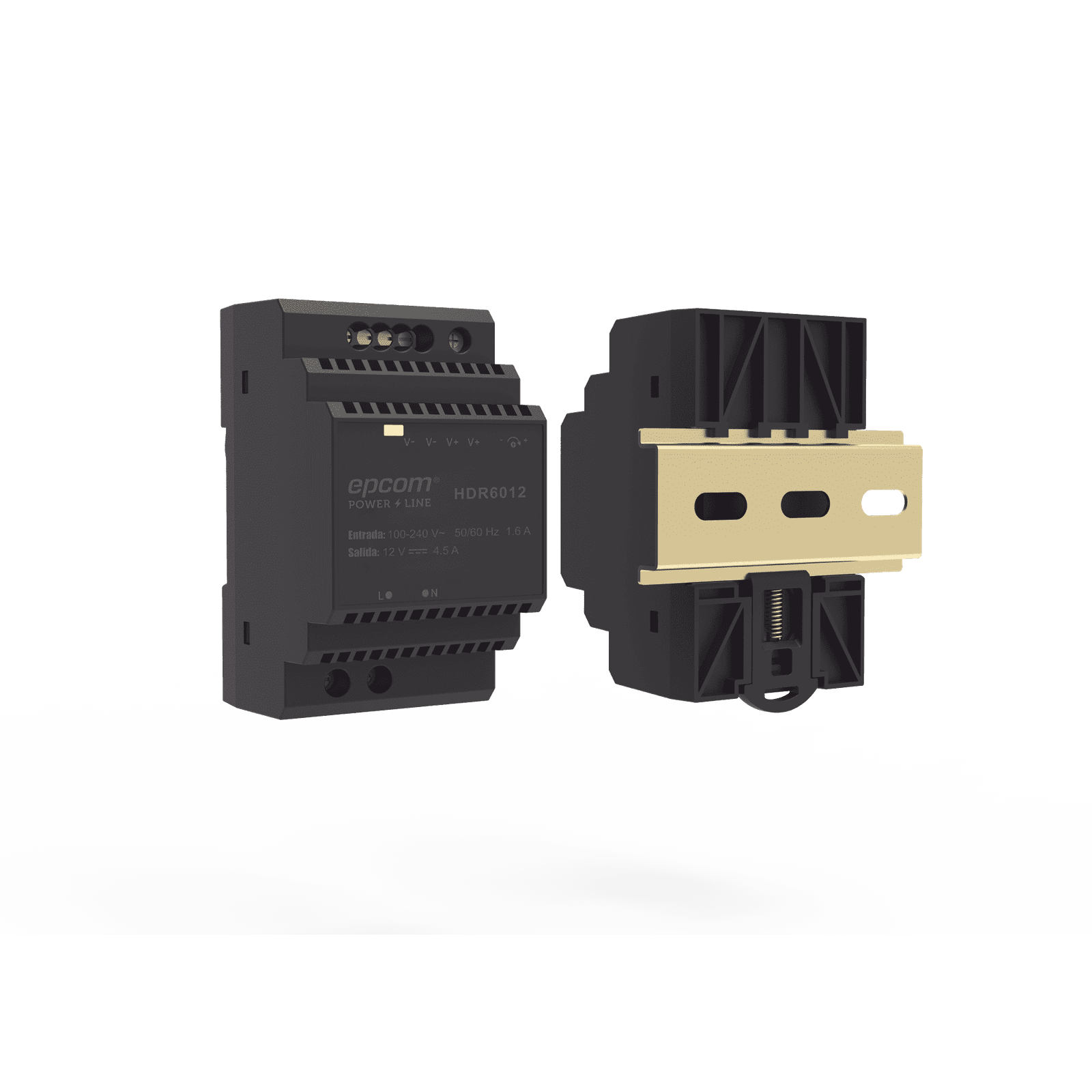 Fuente de Poder Industrial Entrada: 100-240 Vca / Salida: 15 Vcc/ 4 A/ 60 W/ Riel Din HDR-6012 - EPCOM POWERLINE