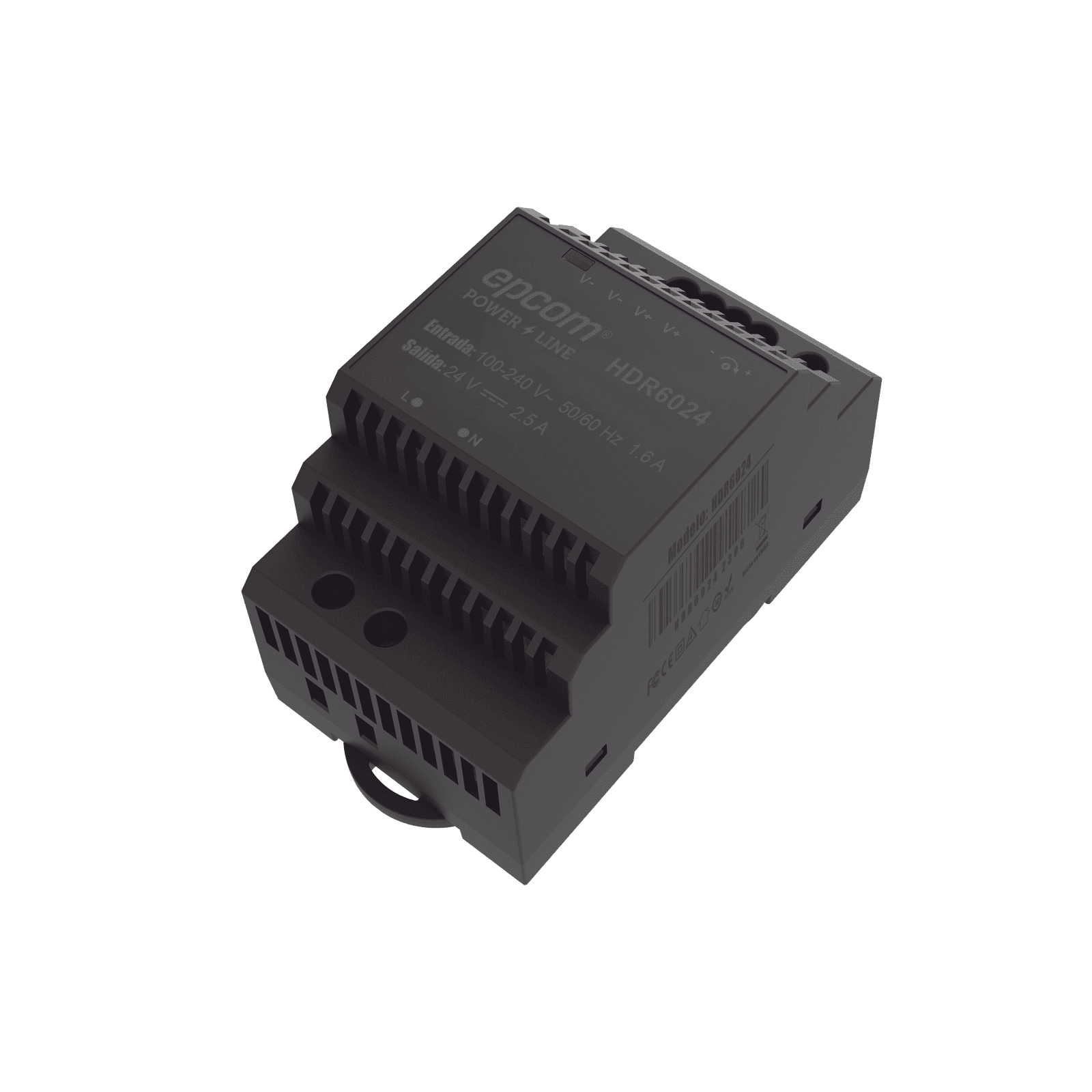 Fuente de Poder Industrial Entrada: 100-240 Vca / Salida: 24 Vcc/ 2.5 A/ 60 W/ Riel Din HDR-6024 - EPCOM POWERLINE