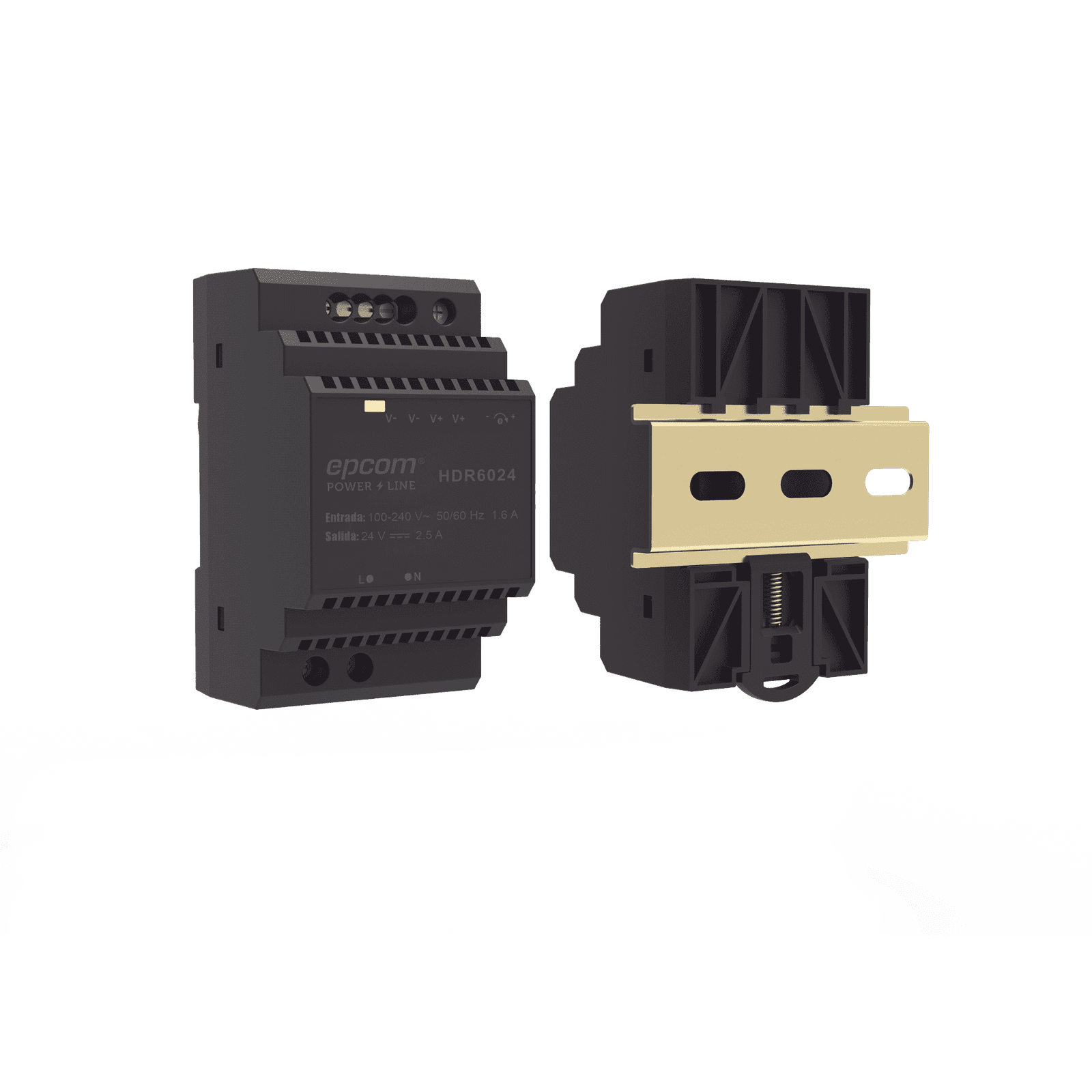 Fuente de Poder Industrial Entrada: 100-240 Vca / Salida: 24 Vcc/ 2.5 A/ 60 W/ Riel Din HDR-6024 - EPCOM POWERLINE