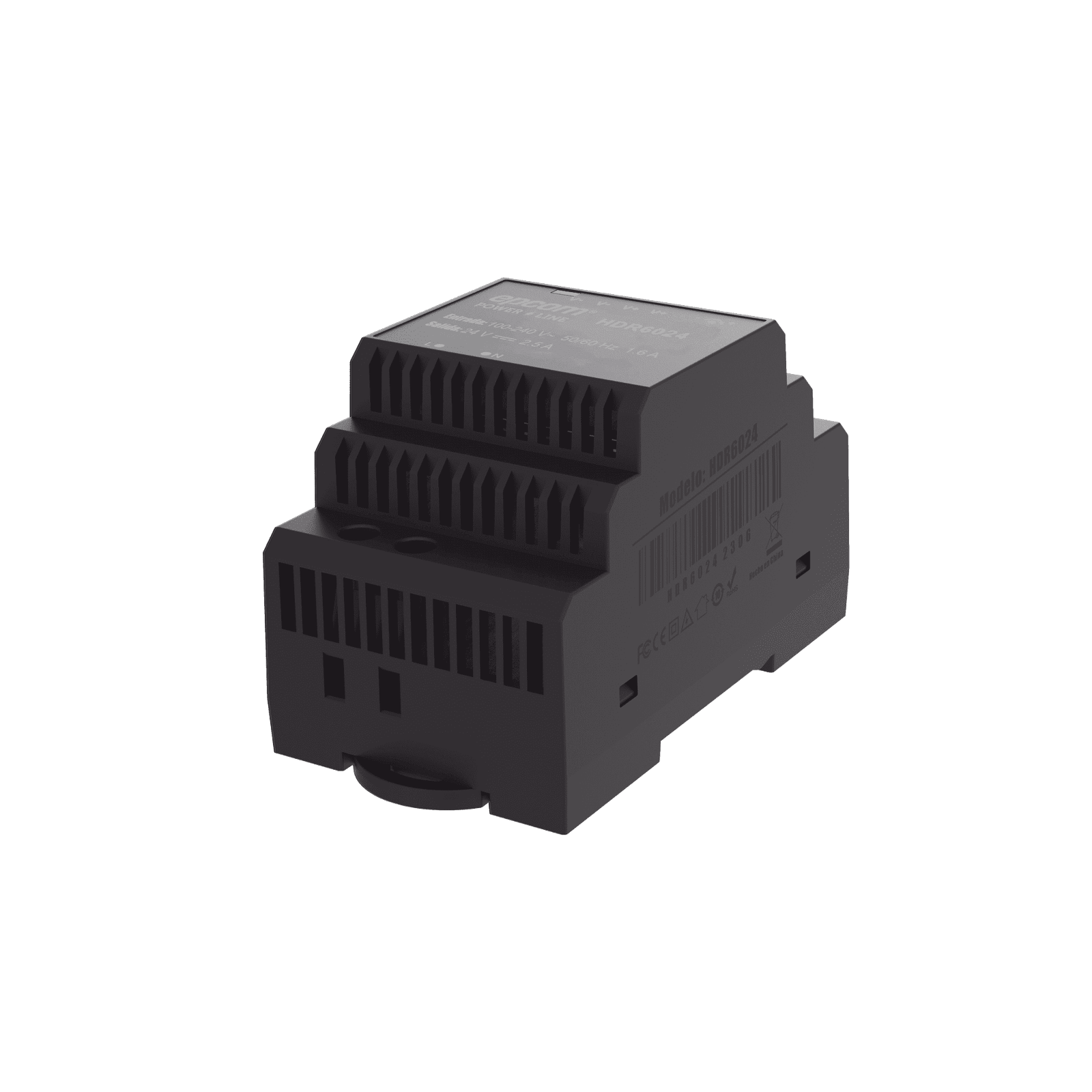 Fuente de Poder Industrial Entrada: 100-240 Vca / Salida: 24 Vcc/ 2.5 A/ 60 W/ Riel Din HDR-6024 - EPCOM POWERLINE