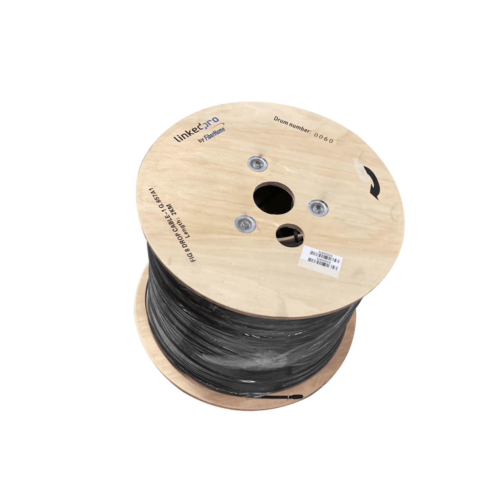 Carrete de 2 km de Fibra Óptica Aérea Mini Figura 8 G.657A1 tipo Drop, Monomodo de 2 Hilos (bifibra), Color Negro IC-FIG8A1-2C/2KM - LINKEDPRO BY FIBERHOME