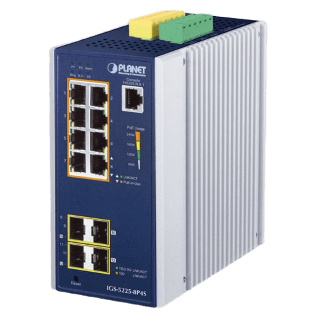 Switch Industrial administrable L2+ 8 puertos Gigabit con PoE+ 802.3at y 4 puertos SFP IGS-5225-8P4S