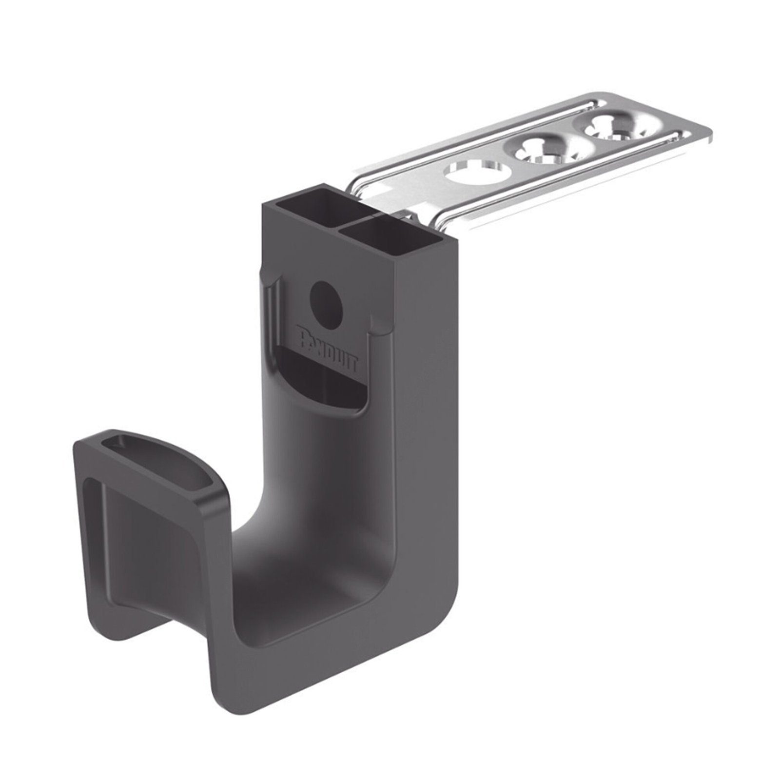 Sujetador STRONGHOLD tipo J (J-Hook), Con Soporte para Montaje en Techo, Para 8 Cables Cat6, Nylon 6.6, Color Negro, Paquete de 50 Piezas JP75CMB-L20 - PANDUIT