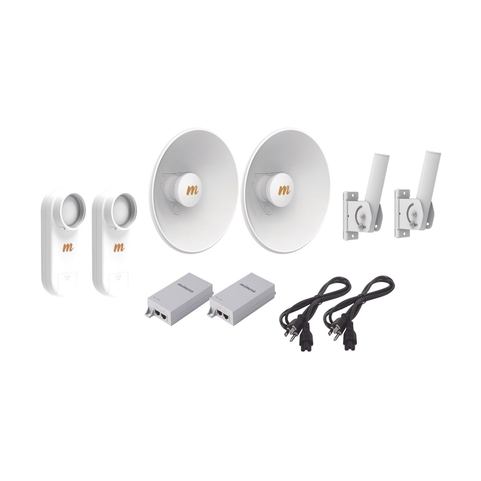 Kit de 2 radios C5X / Con antena N5-X25-2PACK (25 dBi) / Frecuencia extendida (4.9 a 6.4 GHz) / Incluye inyector POE / cable de alimentación y 2 FLEXIMOUNT-XL de / Ideal para hasta 10 km C5X-PTP-KIT4 - MIMOSA NETWORKS