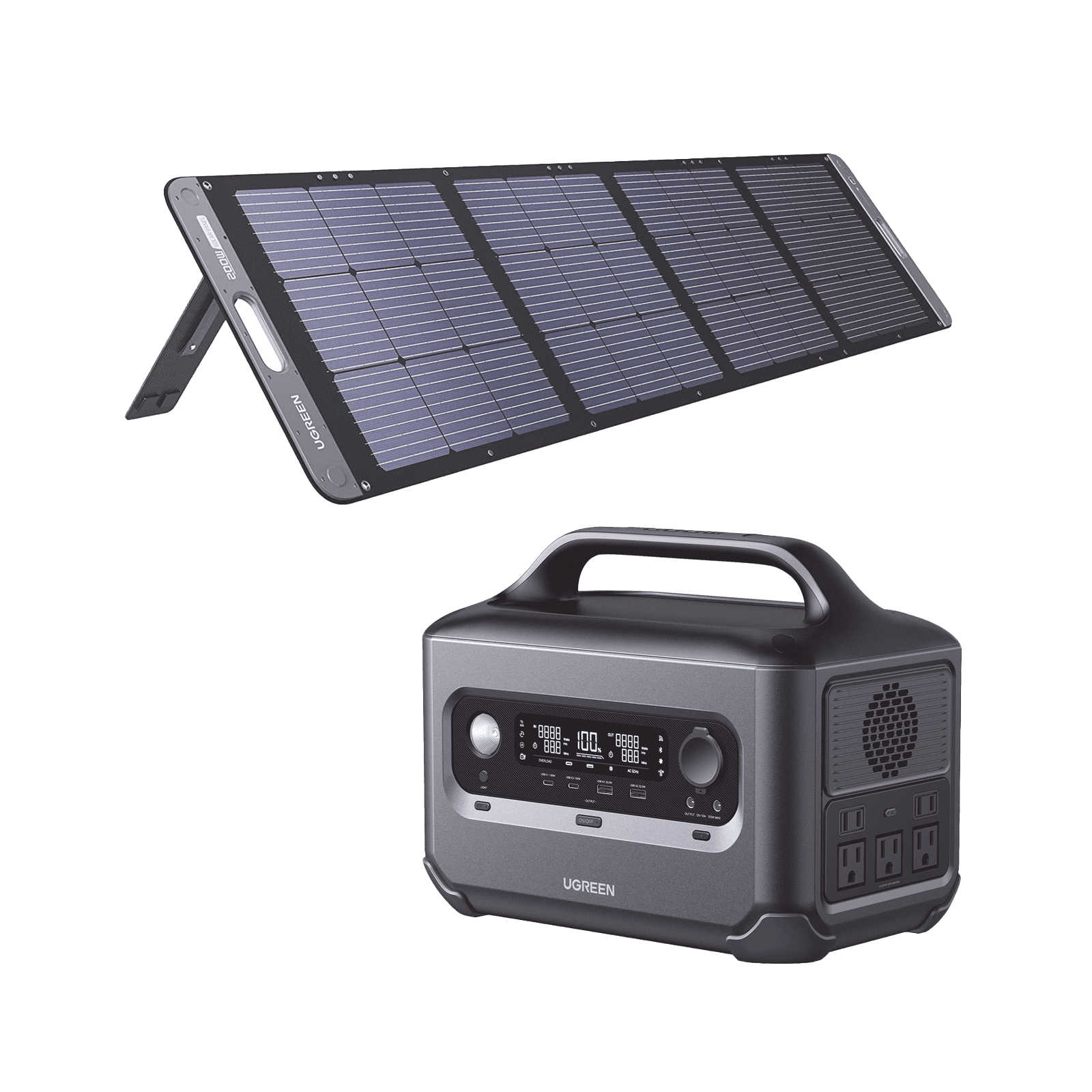Kit de Estación de Energía Portátil 600W (680Wh) + Panel Solar Plegable de 100W. UGREEP-KIT600W - UGREEN