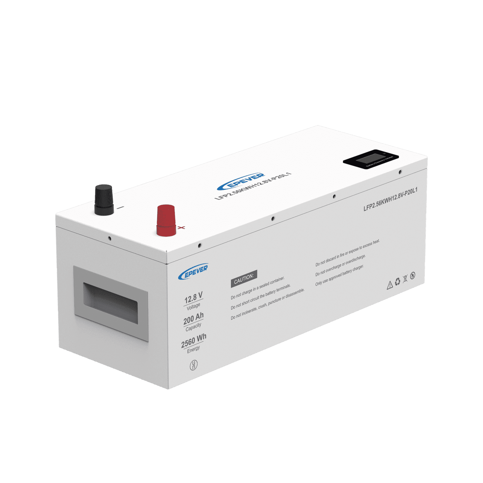 Batería de litio LiFeO4 12.8Vcc, 200Ah, 2.56Kwh, Pantalla LCD para Monitoreo Local, Carcasa Metálica LFP200EP128 - EPEVER