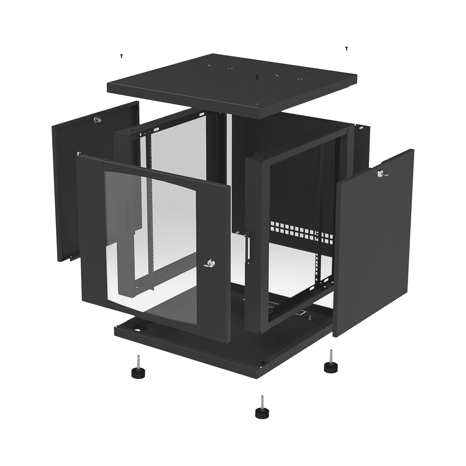 Gabinete Profesional para Telecomunicaciones de 12UR, 638 mm Profundidad. LP-6060-12U - LINKEDPRO BY EPCOM