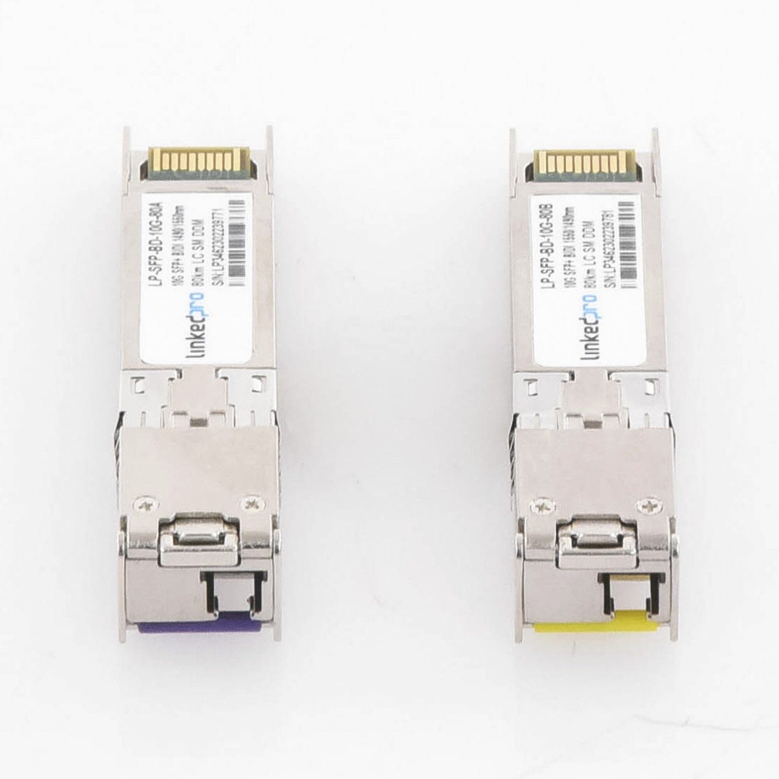 Transceptores Bidireccionales SFP+ (Mini-Gbic) para fibra Monomodo, 10 Gbps de velocidad, Conectores LC, Simplex, Hasta 80 km de Distancia (2 Piezas) LP-SFP-BD-10G-80 215301 - LINKEDPRO BY EPCOM
