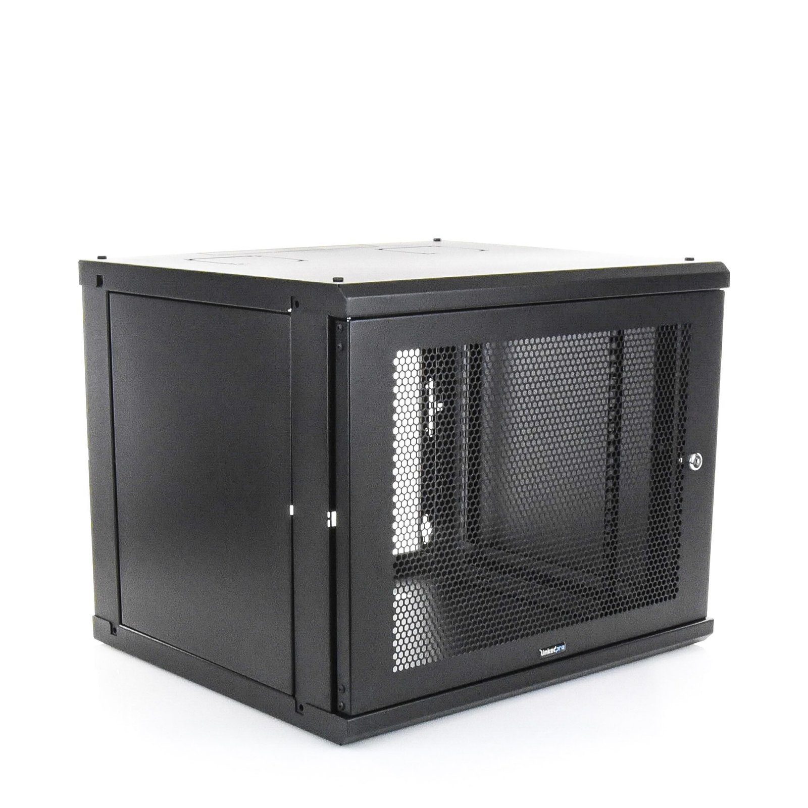 Gabinete de Montaje en Pared, Con Puerta de Cristal, de 19in, 6UR, Color Negro LW-06-05-06-UBG - LINKEDPRO BY EPCOM