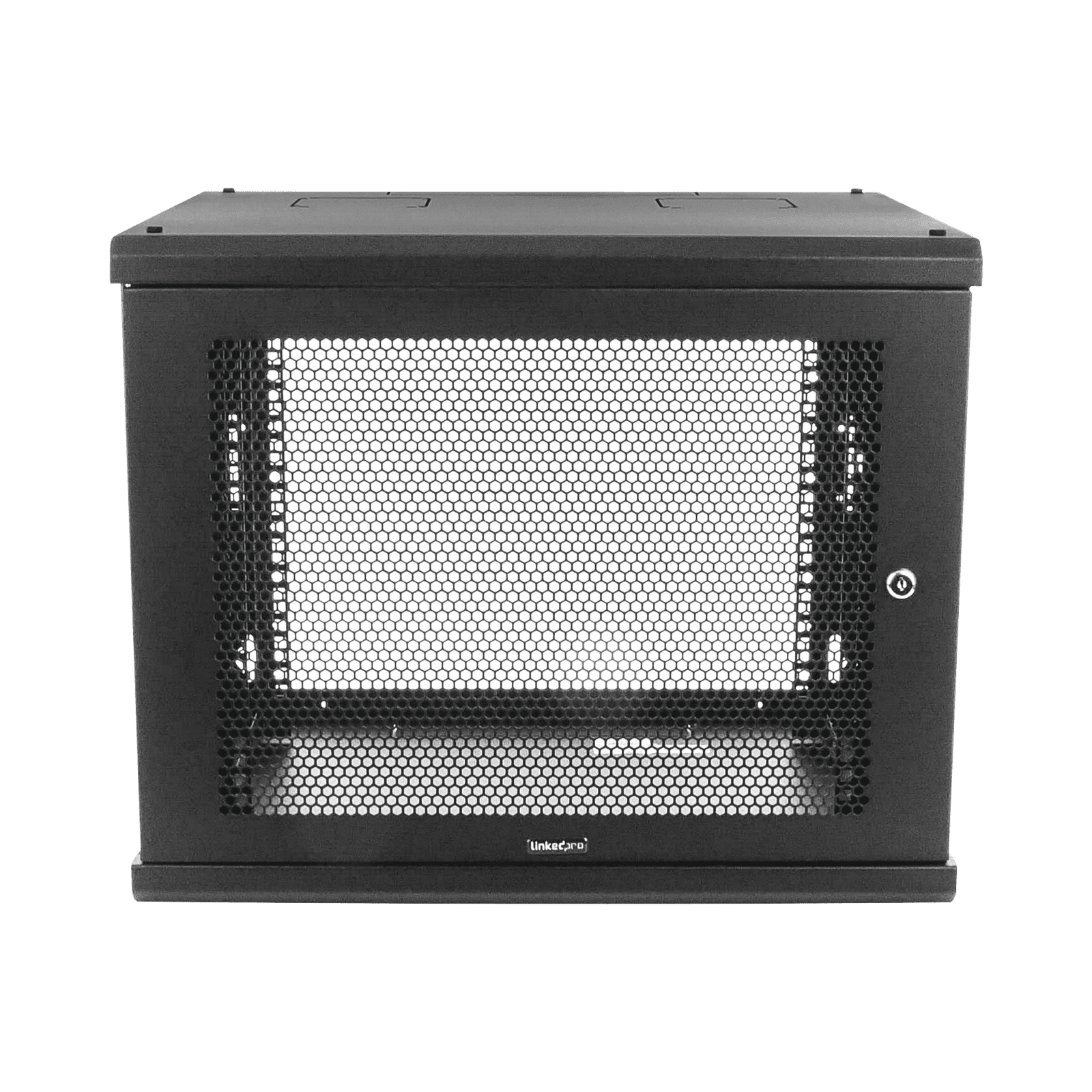 Gabinete de Montaje en Pared, Con Puerta de Cristal, de 19in, 6UR, Color Negro LW-06-05-06-UBG - LINKEDPRO BY EPCOM