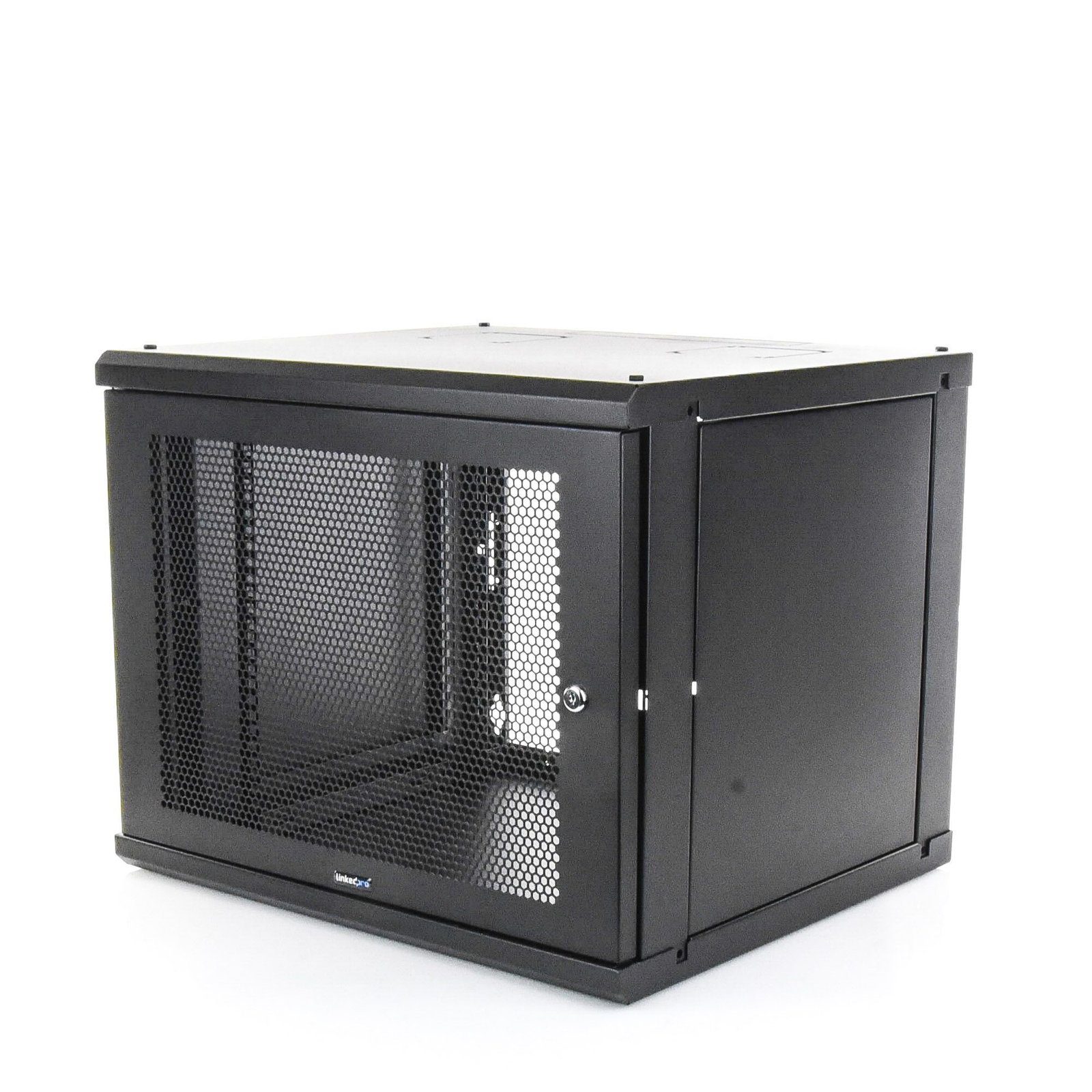 Gabinete de Montaje en Pared, Con Puerta de Cristal, de 19in, 6UR, Color Negro LW-06-05-06-UBG - LINKEDPRO BY EPCOM