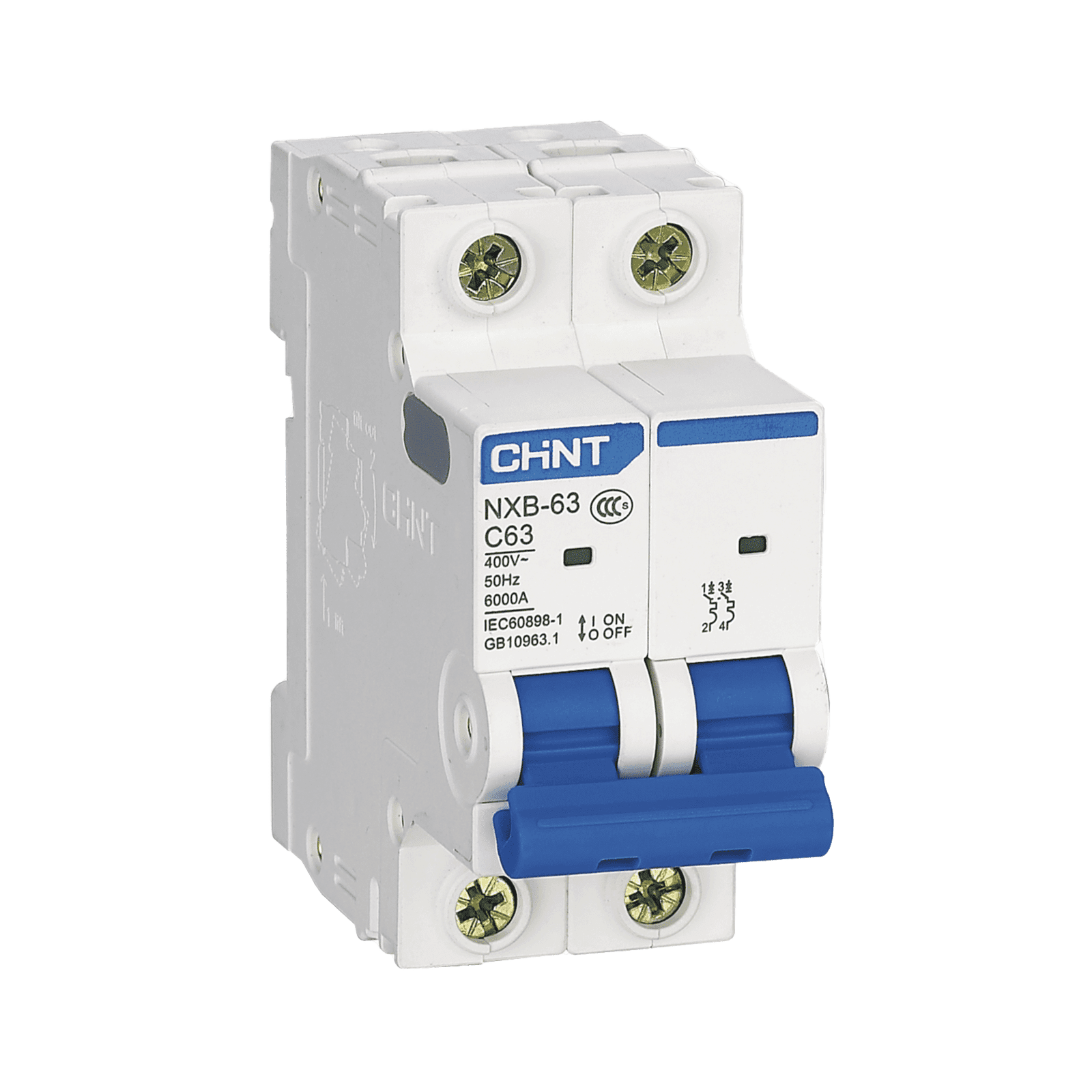 Pastilla para Riel Din, 2 Polos, 20 Amp, Vca:110/415v, 6kA, Catálogo: NXB632PC20, Serie: NXB-63. NXB632PC20 - CHINT