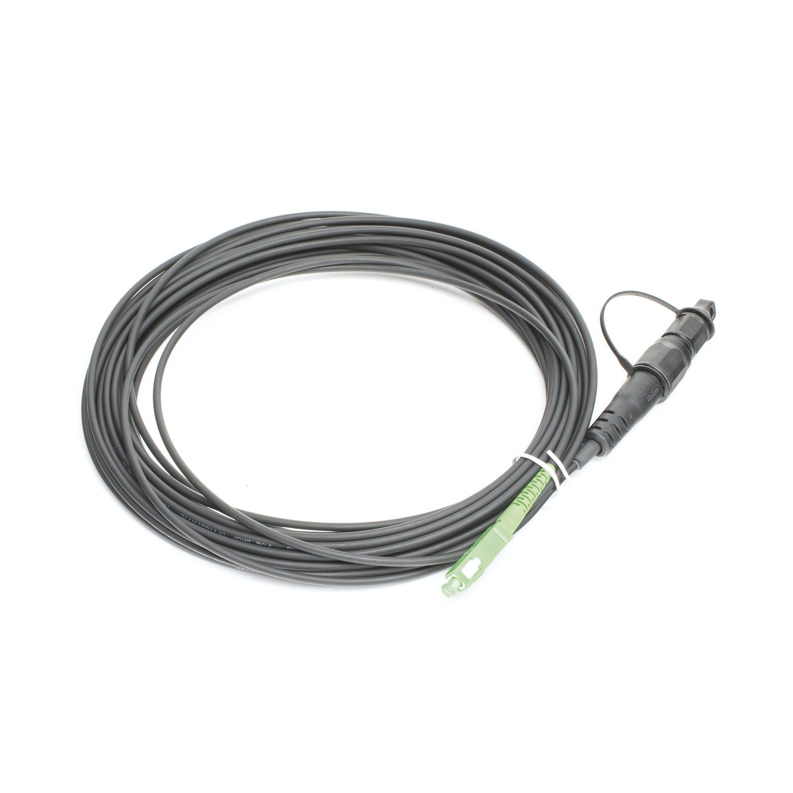 Jumper de Fibra Óptica, conector SC/APC – conexión a caja FDP460, redondo, 10 metros, forro 3 mm, G657A2, negro OFC-S1-BK-SA-H1A-30-10-2601 - FIBERHOME