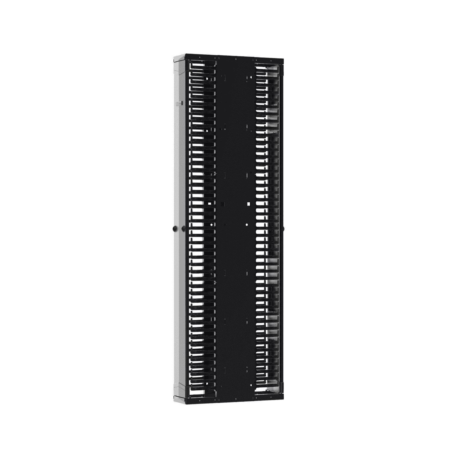 Organizador Vertical PatchRunner™ Mejorado, Doble (Frontal y Posterior), Para Rack Abierto de 45 Unidades, 12in de Ancho, Color Negro PE2VD12 - PANDUIT