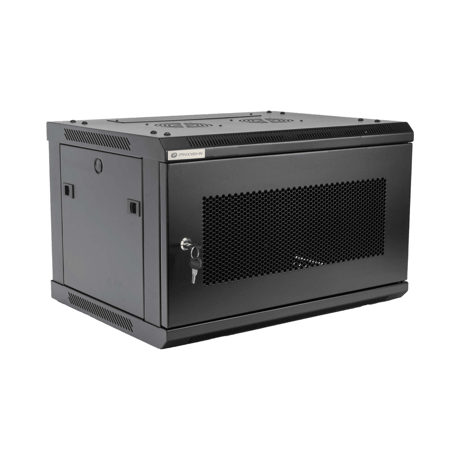 Gabinetes PRECISION, Con Puerta Perforada, de 19in, 6UR, 430mm de Profundidad, Color Negro PSTC-06-645-BDP - PRECISION