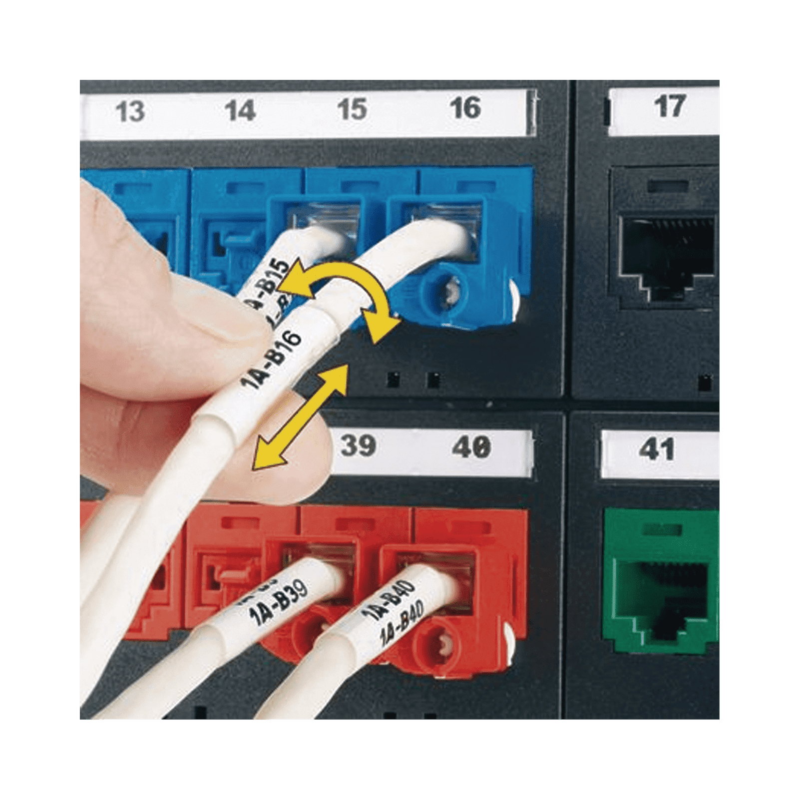Casete de 100 Etiquetas Autolaminadas Turn-Tell, Con Rotación para Mejor Visibilidad, para Cables de Redes de Cobre o Fibra Óptica, de 5.5 a 7.1 mm de Diámetro R100X150V1C - PANDUIT