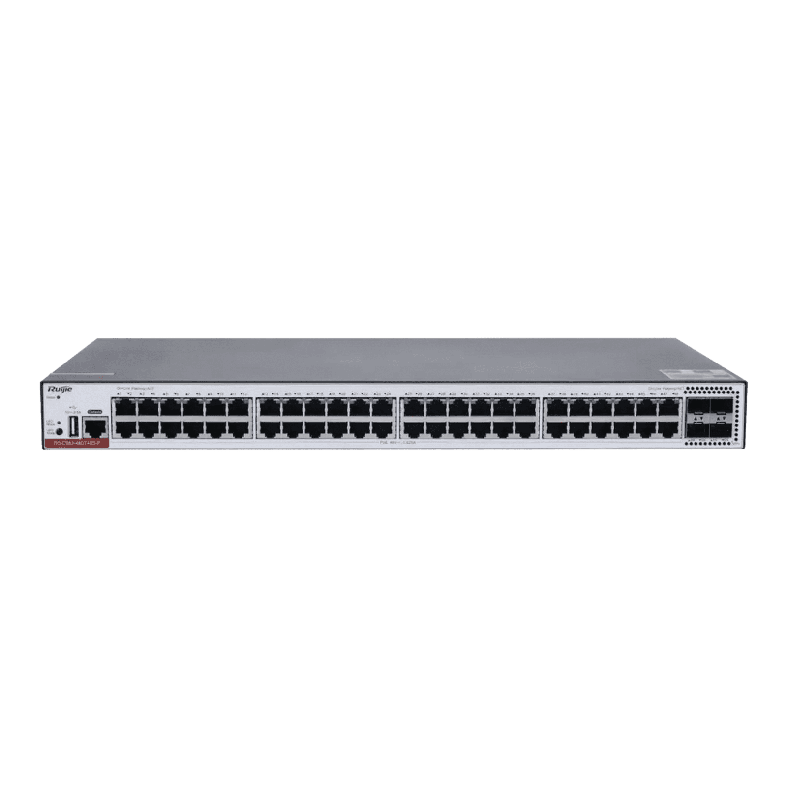 RG-CS83-48GT4XS-PD Switch Administrable Capa 3 PoE con 48 puertos Gigabit 802.3af/at + 4 SFP+ para fibra 10Gb, hasta 1,480 watts, gestión gratuita desde la nube. RG-CS83-48GT4XS-PD 222434 - RUIJIE