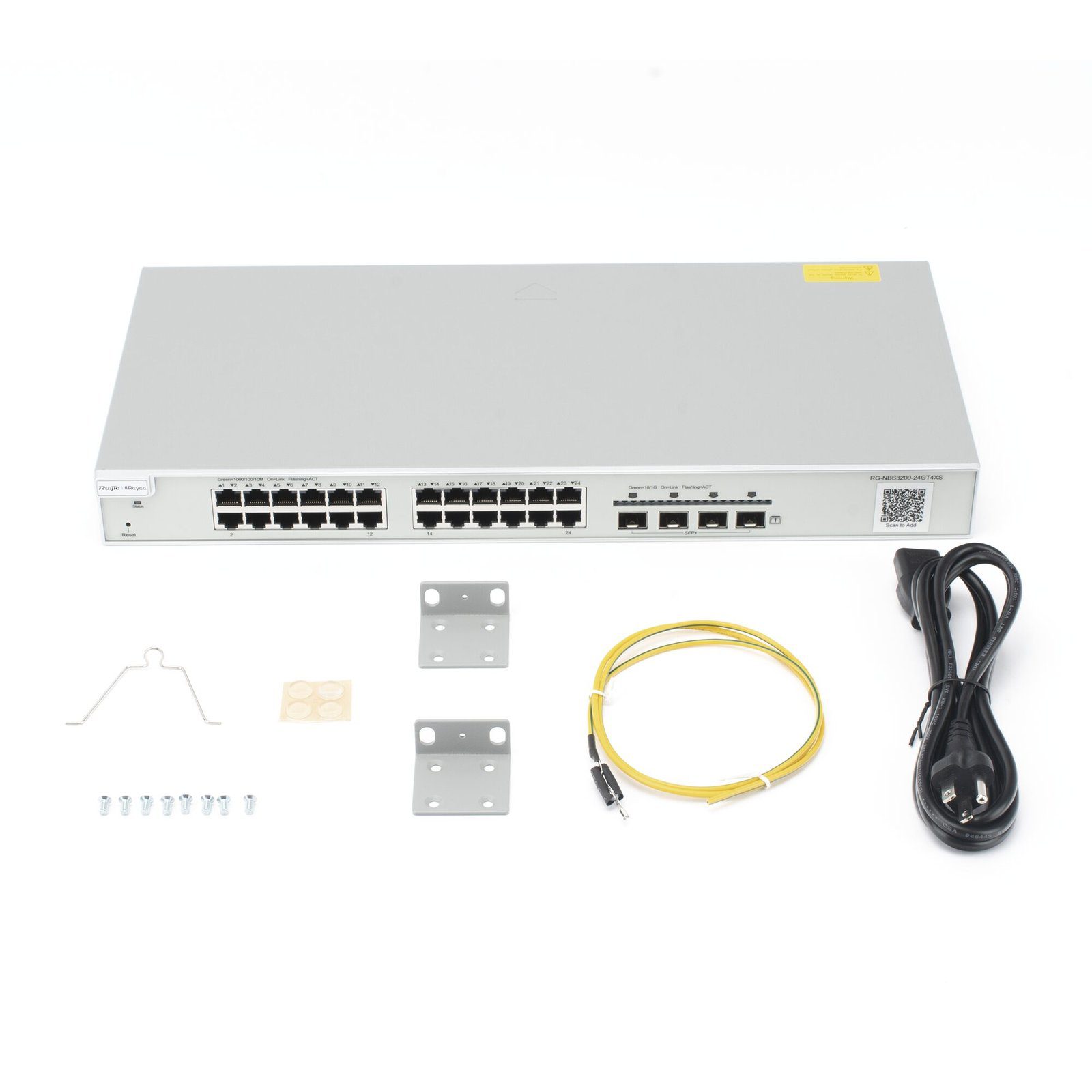 Switch Administrable Capa 2 con 24 puertos Gigabit, 4 puertos SFP+ para fibra 10Gb, gestión gratuita desde la nube. RG-NBS3200-24GT4XS 214685 - RUIJIE