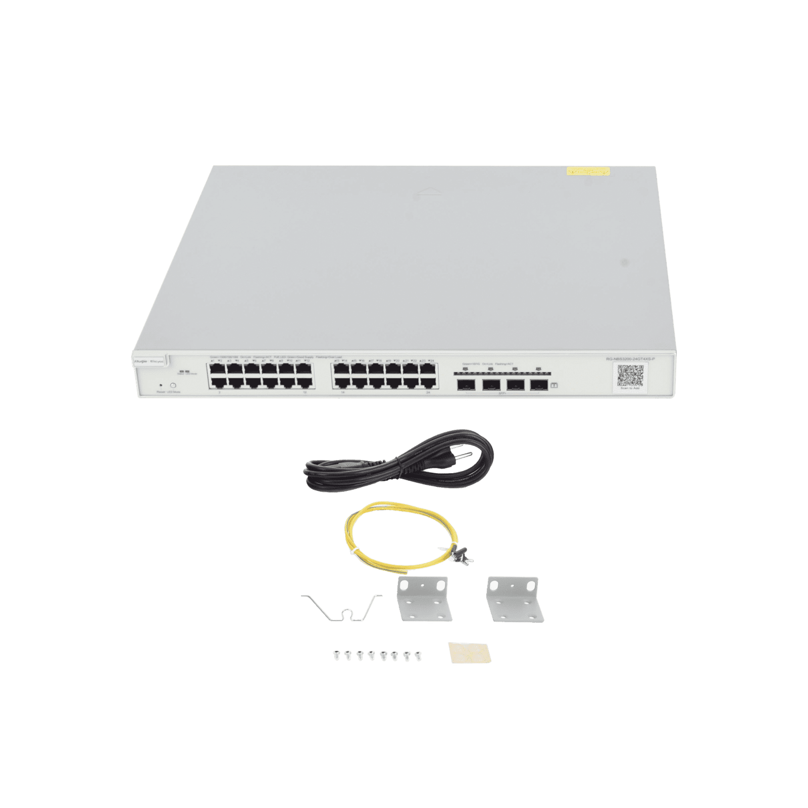 Switch Administrable PoE con 24 puertos Gigabit PoE 802.3af/at + 4 SFP+ para fibra 10Gb, gestión gratuita desde la nube, 370w RG-NBS3200-24GT4XS-P 203994 - RUIJIE