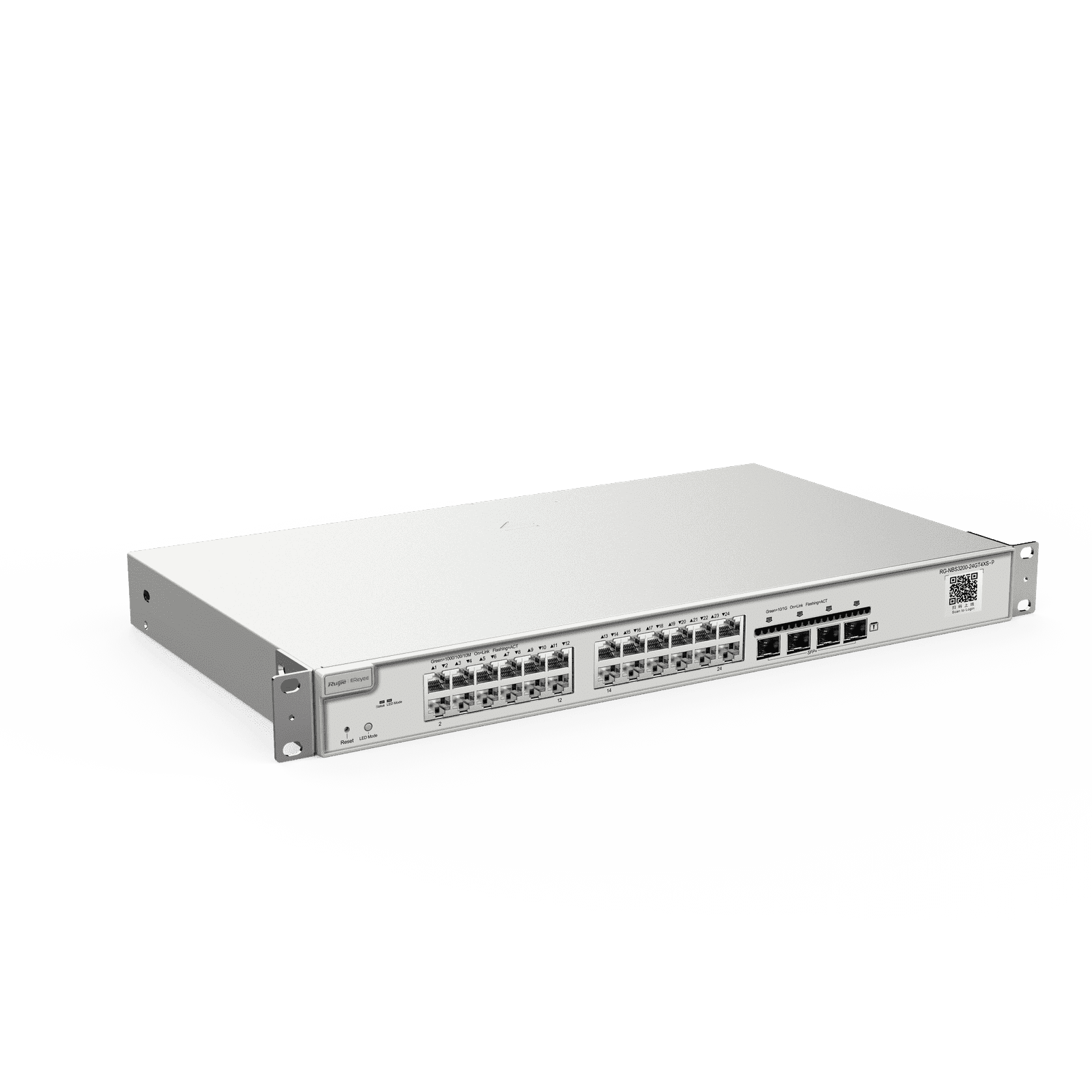 Switch Administrable PoE con 24 puertos Gigabit PoE 802.3af/at + 4 SFP+ para fibra 10Gb, gestión gratuita desde la nube, 370w RG-NBS3200-24GT4XS-P 203994 - RUIJIE