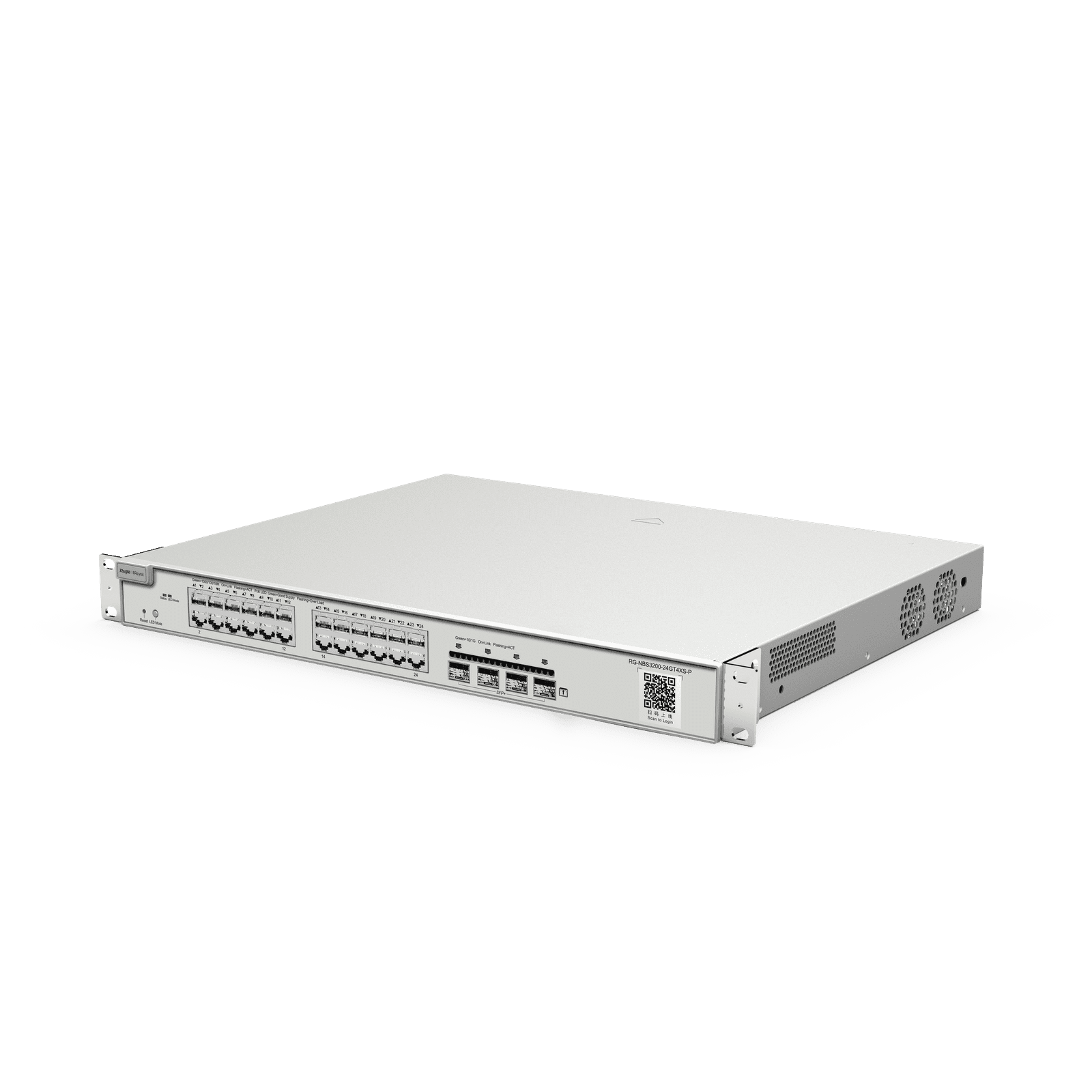 Switch Administrable PoE con 24 puertos Gigabit PoE 802.3af/at + 4 SFP+ para fibra 10Gb, gestión gratuita desde la nube, 370w RG-NBS3200-24GT4XS-P 203994 - RUIJIE