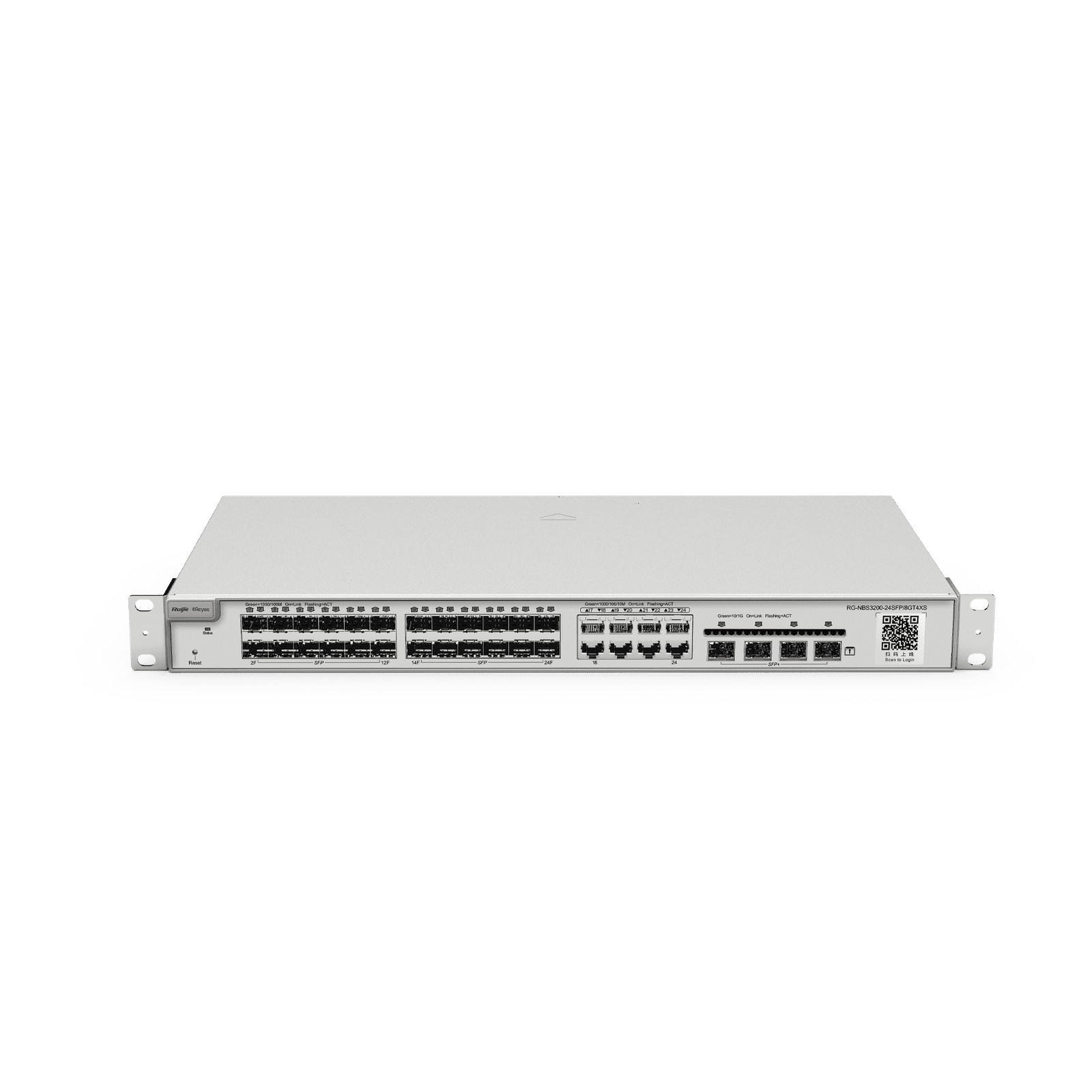 Switch administrable 24 puertos SFP con 8 puertos Ethernet Gigabit y 4 SFP+ gestión en la nube RG-NBS3200-24SFP/8GT4XS 213666 - RUIJIE