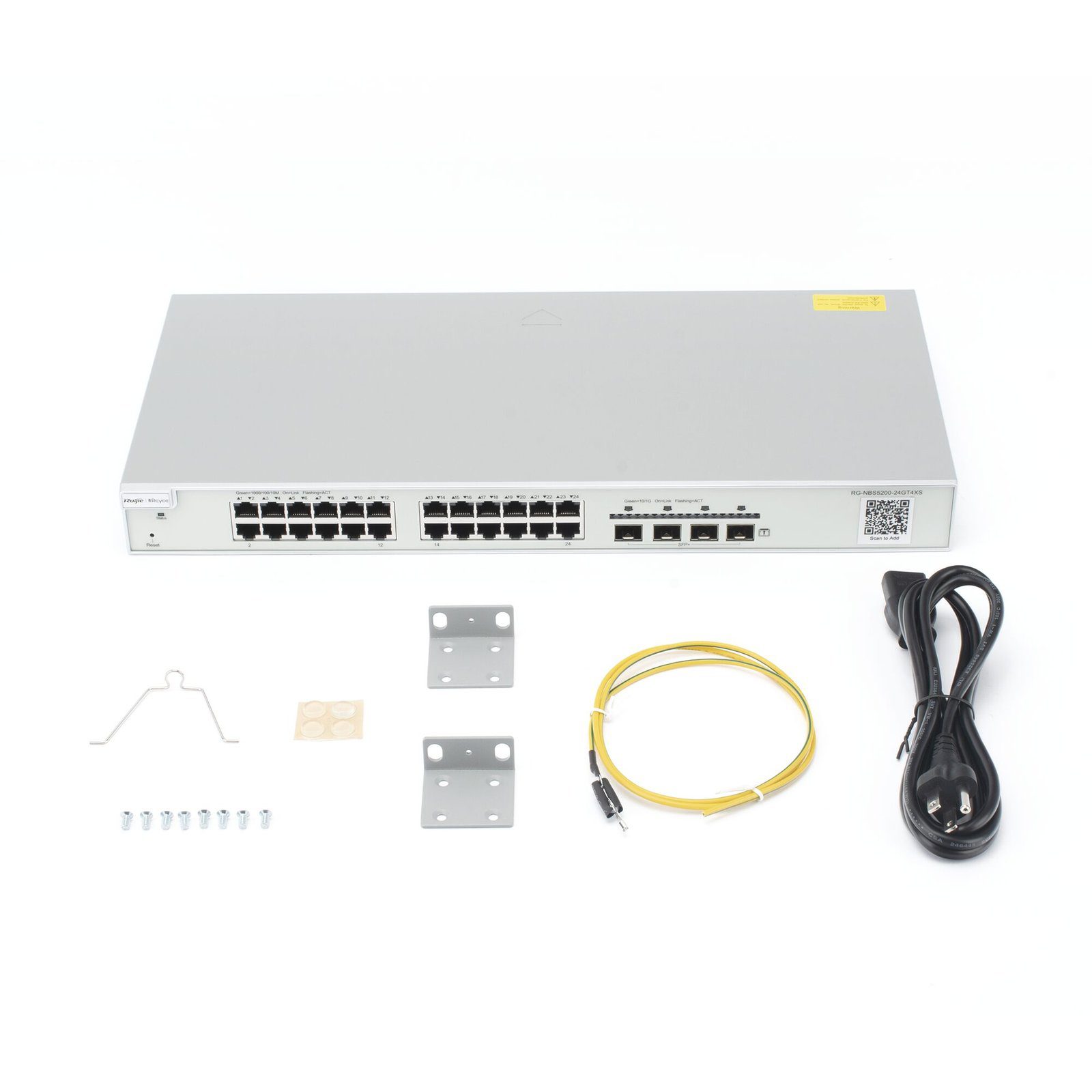 Switch Administrable capa 3 con 24 puertos Gigabit + 4 SFP+ para fibra 10Gb, gestión gratuita desde la nube RG-NBS5200-24GT4XS 218678 - RUIJIE