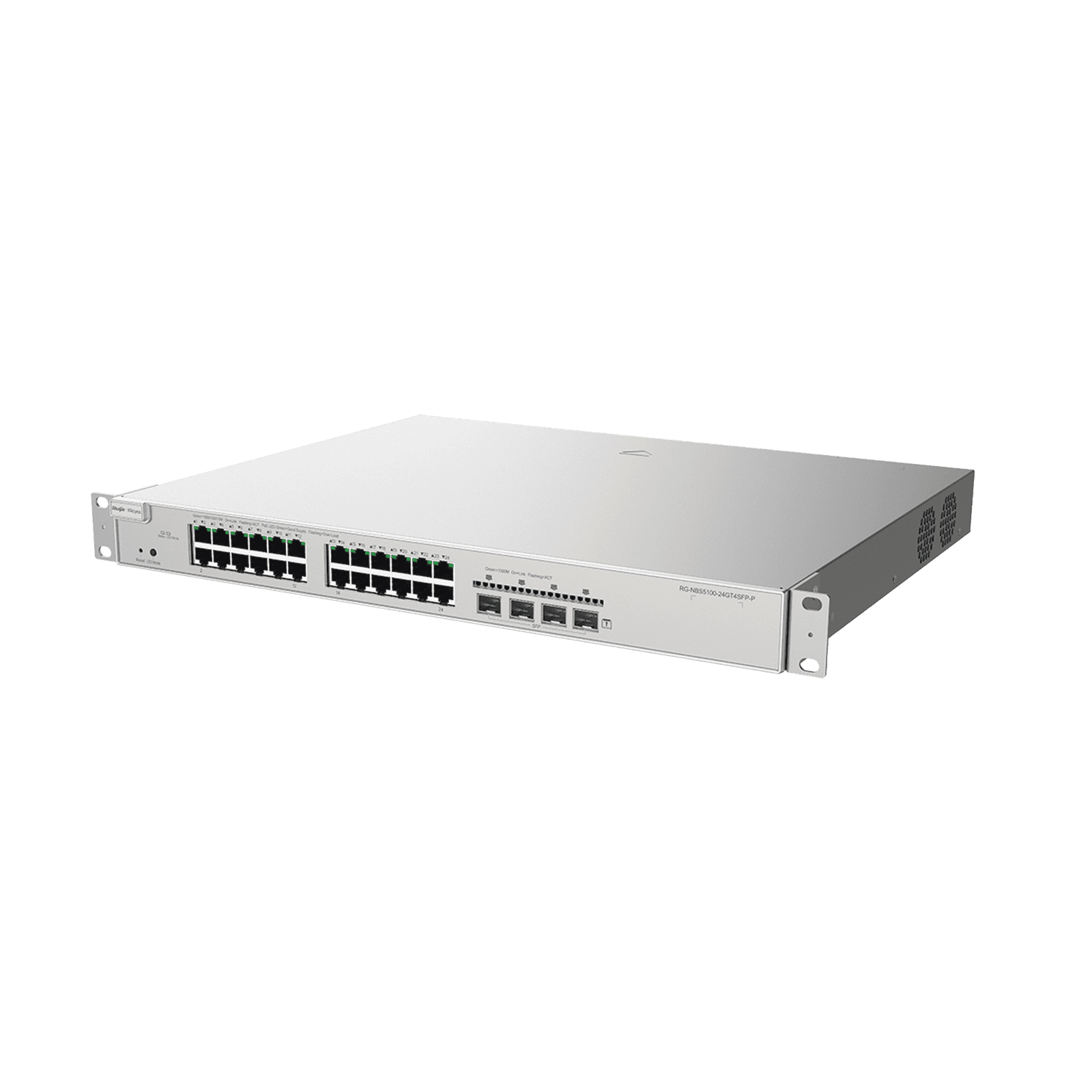 Switch Administrable Capa 3 con 24 puertos Gigabit PoE 802.3af/at + 4 SFP+ para fibra 10Gb, gestión gratuita desde la nube, 370w RG-NBS5200-24GT4XS-P 218681 - RUIJIE