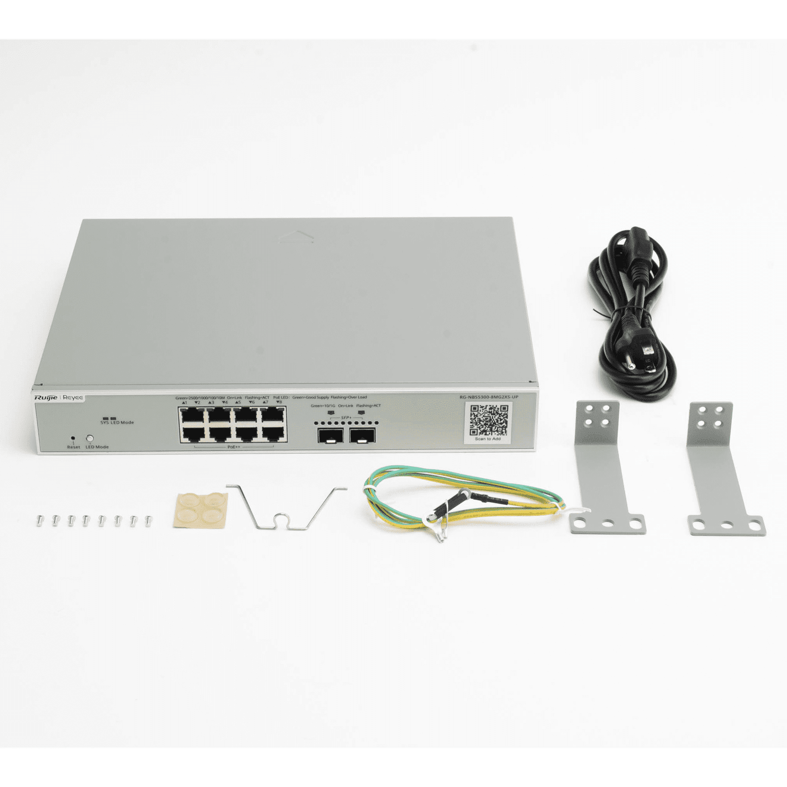 Switch Multi-Gigabit PoE 370W 802.3BT Capa 3 Administrable Cloud, Diseñado Para Access Points WiFi 6 RG-NBS5300-8MG2XS-UP 223650 - RUIJIE