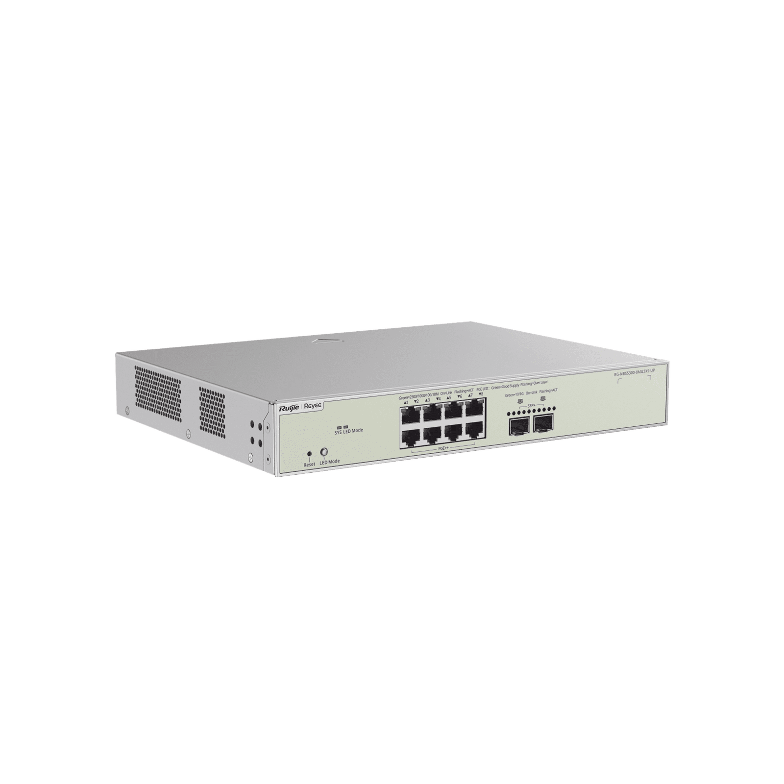 Switch Multi-Gigabit PoE 370W 802.3BT Capa 3 Administrable Cloud, Diseñado Para Access Points WiFi 6 RG-NBS5300-8MG2XS-UP 223650 - RUIJIE