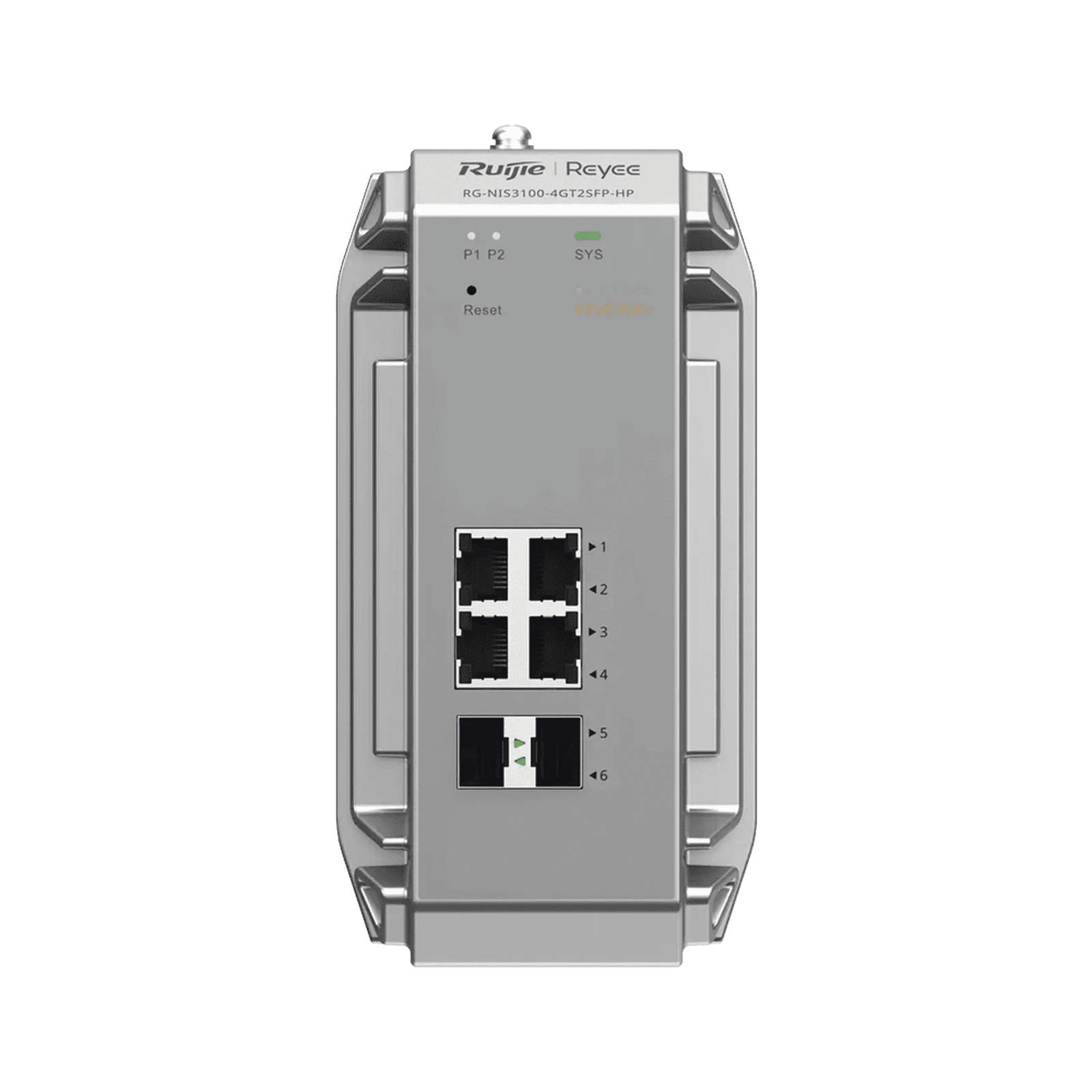 RG-NIS3100-4GT2SFP-HP SWITCH INDUSTRIAL 4 PUERTOS GIGABIT POE 802.3AF/AT 2 PUERTOS SFP ADMINISTRABLE CLOUD RG-NIS3100-4GT2SFP-HP 223554 - RUIJIE
