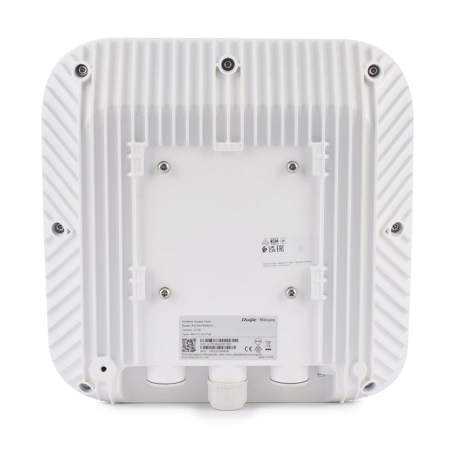 Punto de Acceso Wi-Fi 6 Industrial para Exterior Sectorial 5.95 Gbps, MU-MIMO 4×4, Filtros Anti Interferencia y Auto Optimización con IA, puerto eth 2.5G y SFP RG-RAP6260(H)-D 219052 - RUIJIE