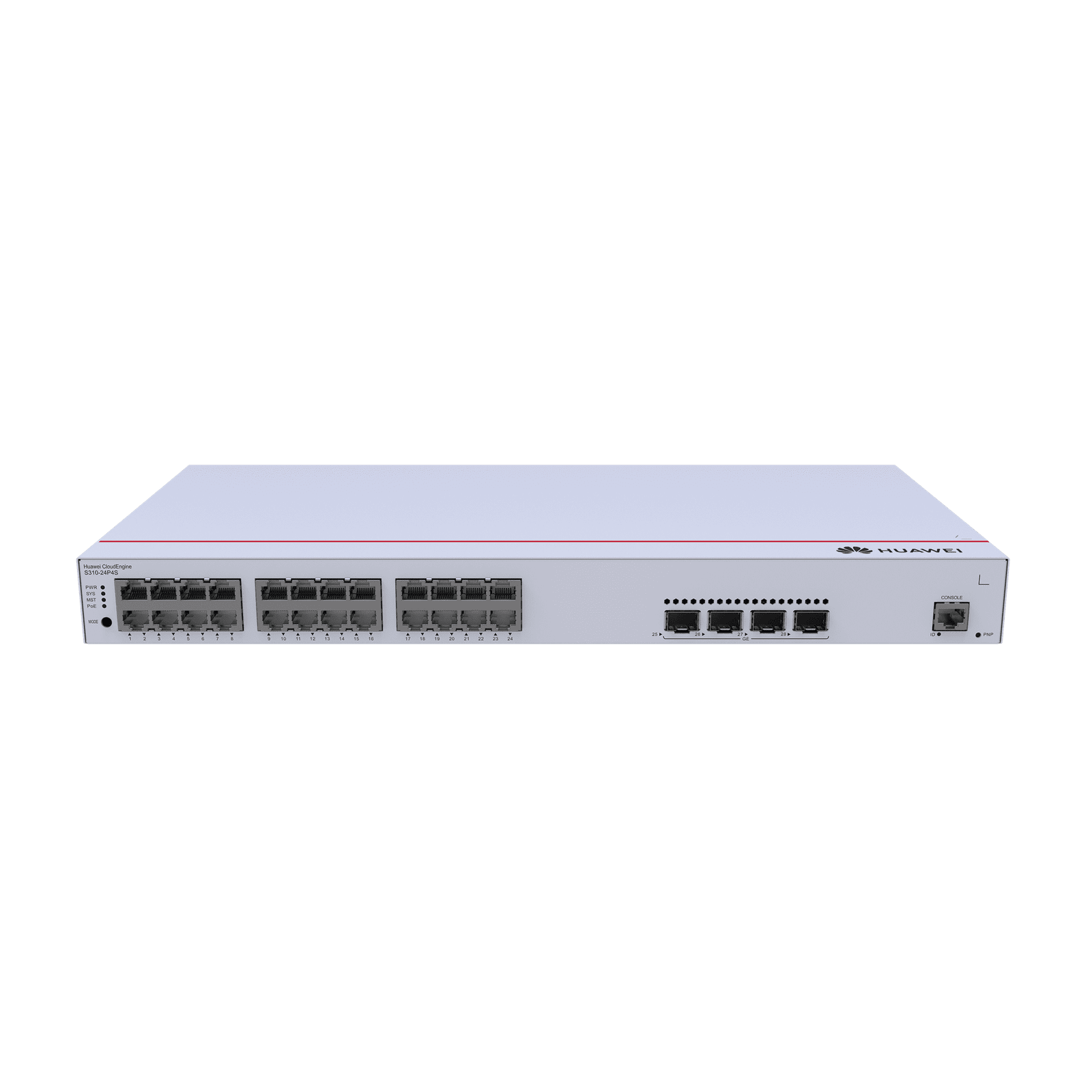 Switch Gigabit Administrable PoE Capa 3 / 24 puertos 10/100/1000 Mbps (PoE) / 4 Puertos SFP Uplink / 400W / PoE Perpetuo / iStack / Administración Nube Gratis S310-24P4S - HUAWEI
