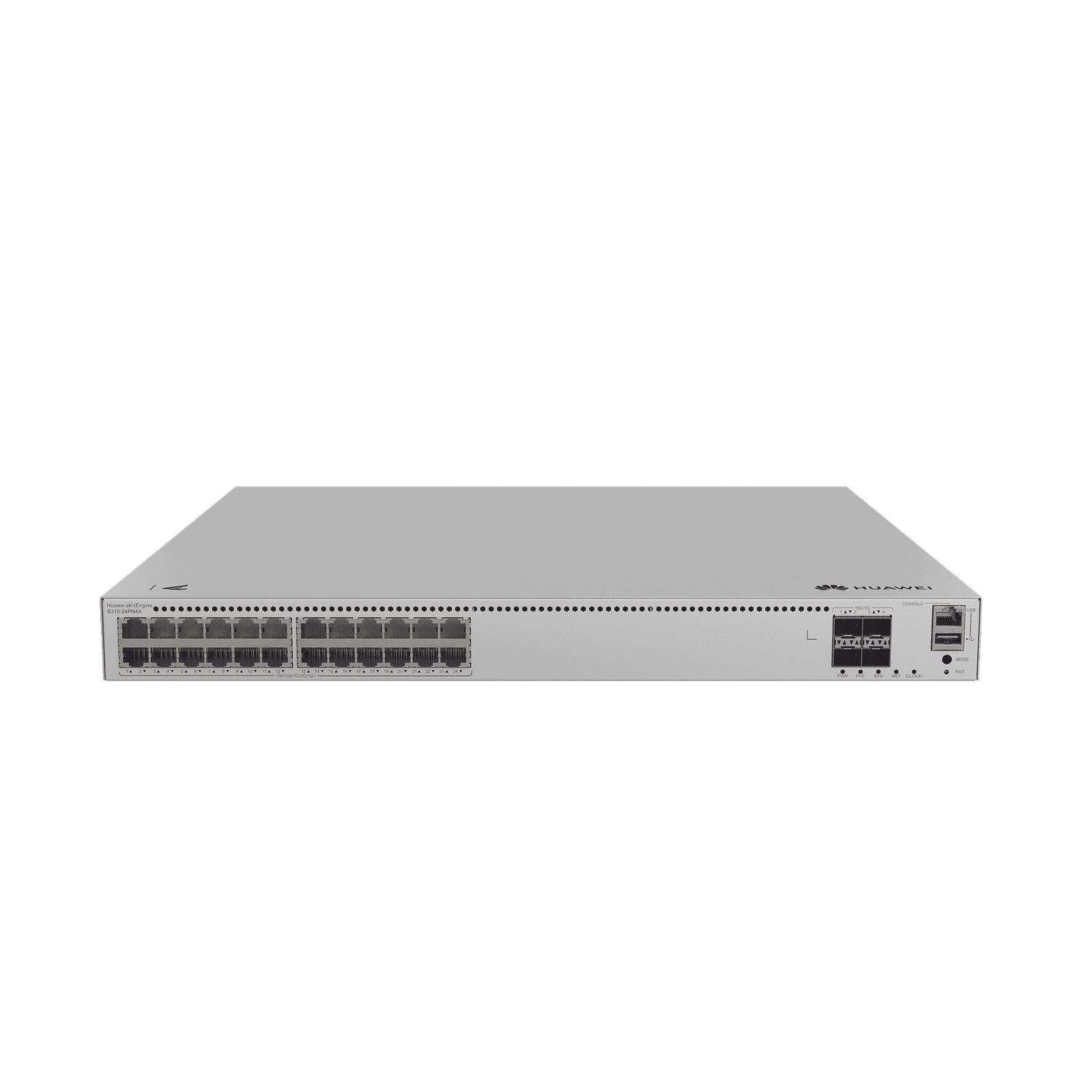 Switch Gigabit Administrable PoE Capa 3 / 24 puertos 1/2.5 Mbps (PoE) / 4 Puertos SFP+ Uplink / 400W / PoE Perpetuo / iStack / Administración Nube Gratis S310-24PN4X - HUAWEI