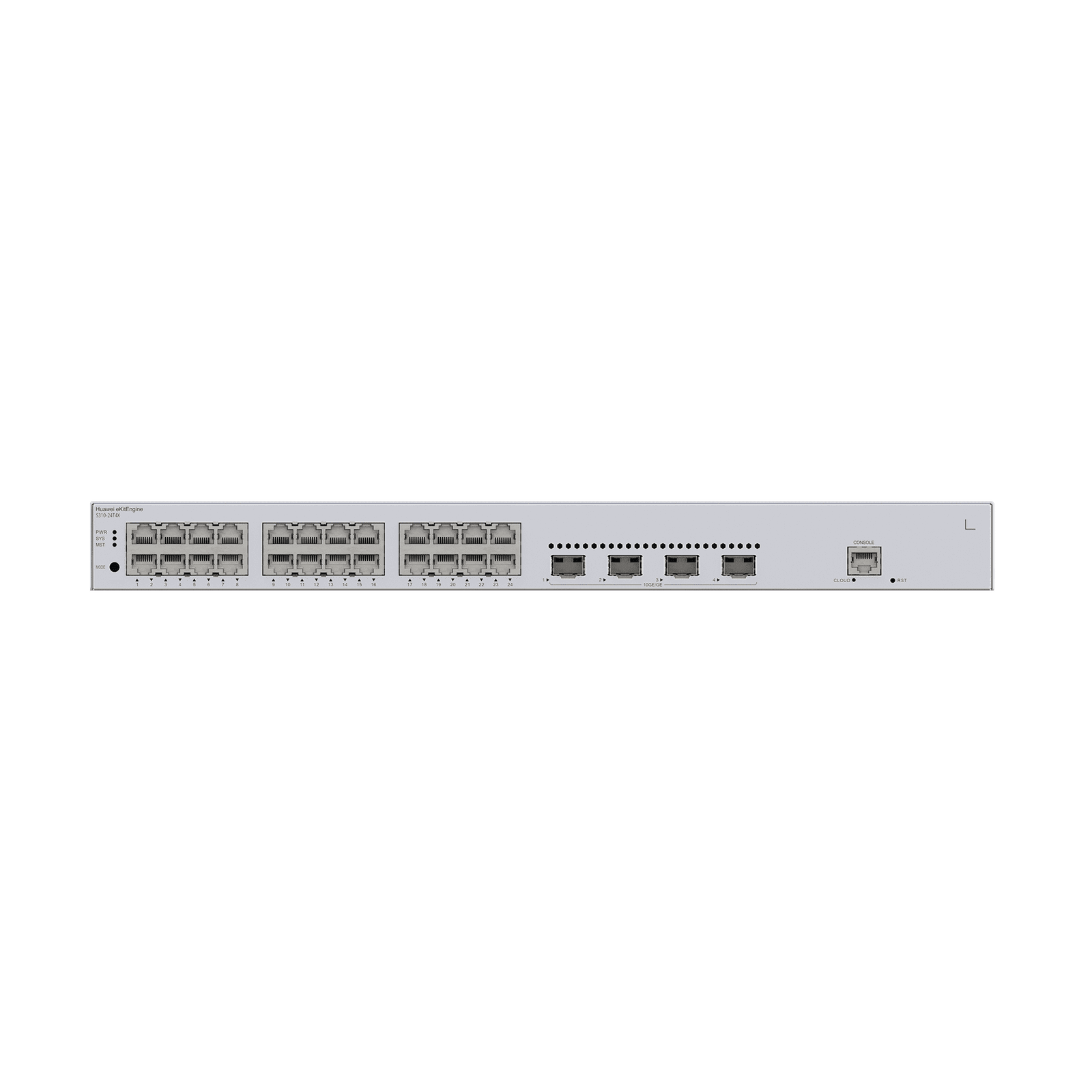 HUAWEI eKit – Switch Gigabit Administrable Capa 3 / 24 puertos 10/100/1000 Mbps / 4 Puertos SFP+ Uplink / iStack /Administración Nube Gratis S310-24T4X 223803 - HUAWEI