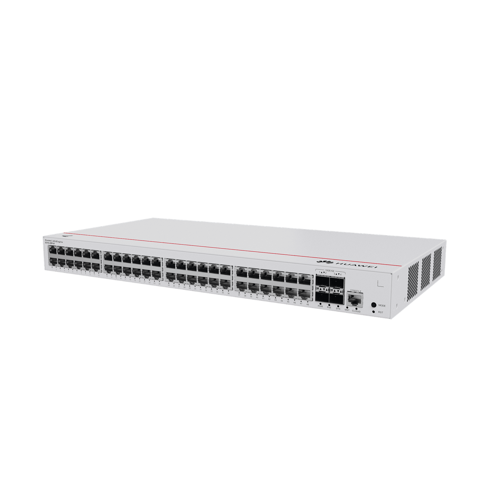 HUAWEI eKit – Switch Gigabit Administrable PoE Capa 3 / 48 puertos 10/100/1000 Mbps (PoE) / 4 Puertos SFP+ Uplink / 380W / PoE Perpetuo / iStack / Administración Nube Gratis S310-48P4X 223811 - HUAWEI