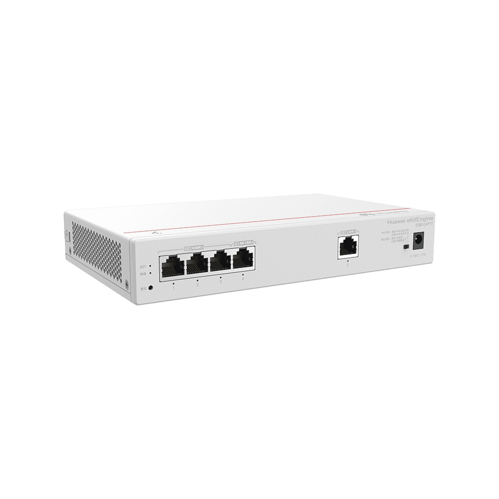 Router Multi-Servicio / 1 puerto 10/100/1000 Mbps(WAN) / 4 puertos 10/100/1000 Mbps(LAN) PoE / 50W / Rendimiento 1 Gbps / Controla hasta 32 APs / Hasta 150 Clientes / Administración Nube Gratis S380-L4P1T 223815 - HUAWEI