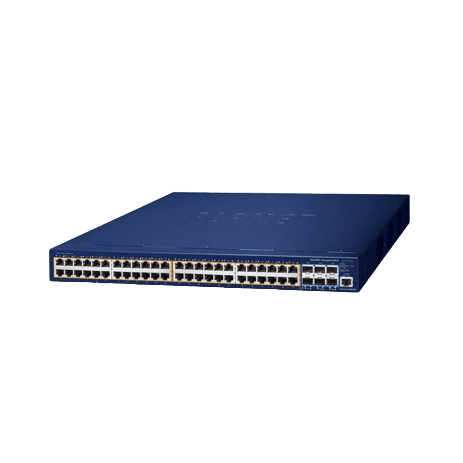 Switch Administrable Stacking Capa 3, 48 Puertos PoE Gigabit 802.3at, 6 Puertos SFP de 10 G, Incluye Fuente Redundante de 55 V cc SGS-6310-48P6XR 214809 - PLANET