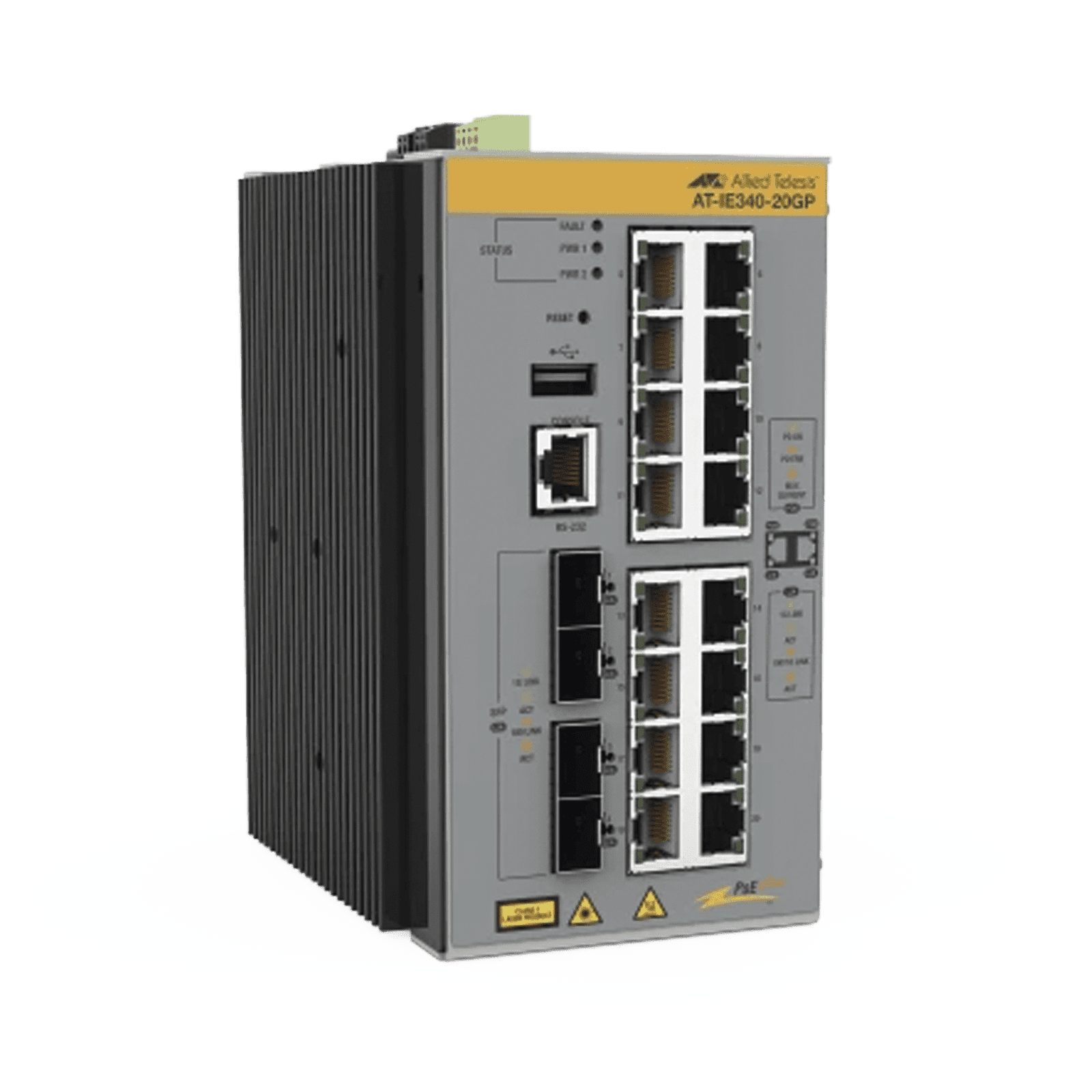 Switch Industrial Capa 3, 16x 10/100/1000T PoE+, 4x 100/1000X SFP (TAA compliant) AT-IE340-20GP-980 - ALLIED TELESIS