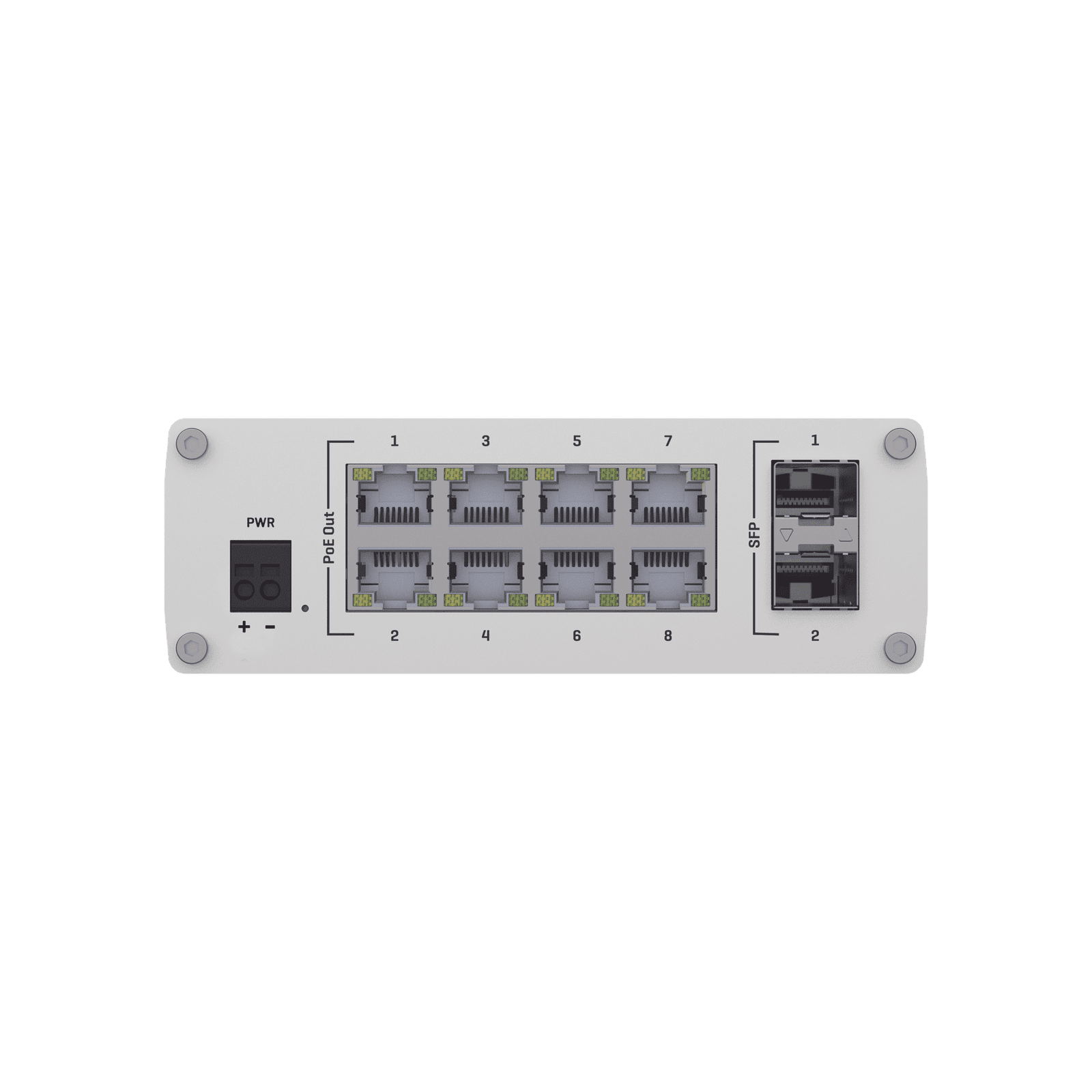 Switch Industrial No-Administrable 8 puertos Gigabit PoE 802.3af/at, 2 puertos SFP TSW200 - TELTONIKA