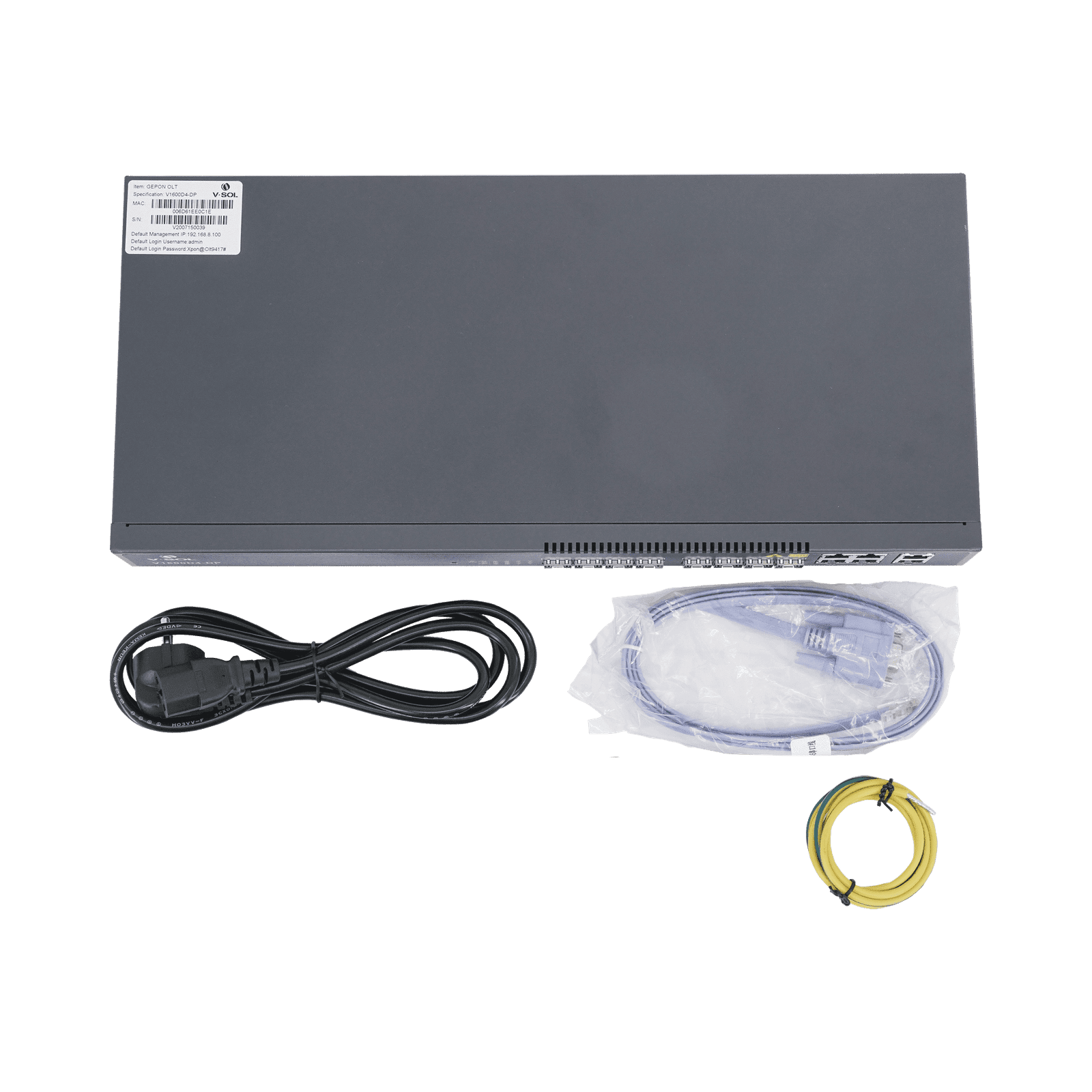 OLT de 4 puertos EPON con 8 puertos Uplink (4 puertos Gigabit Ethernet + 4 puertos Gigabit Ethernet SFP) , hasta 256 ONUS, V1600D4-DP 191429 - V-SOL