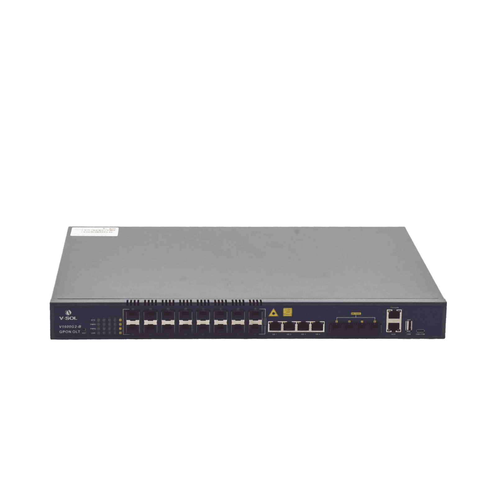 OLT de 16 puertos GPON con 8 puertos Uplink (4 puertos Gigabit Ethernet + 4 puertos SFP / puertos SFP+), hasta 2,048 ONUs V1600G-2B 204501 - V-SOL