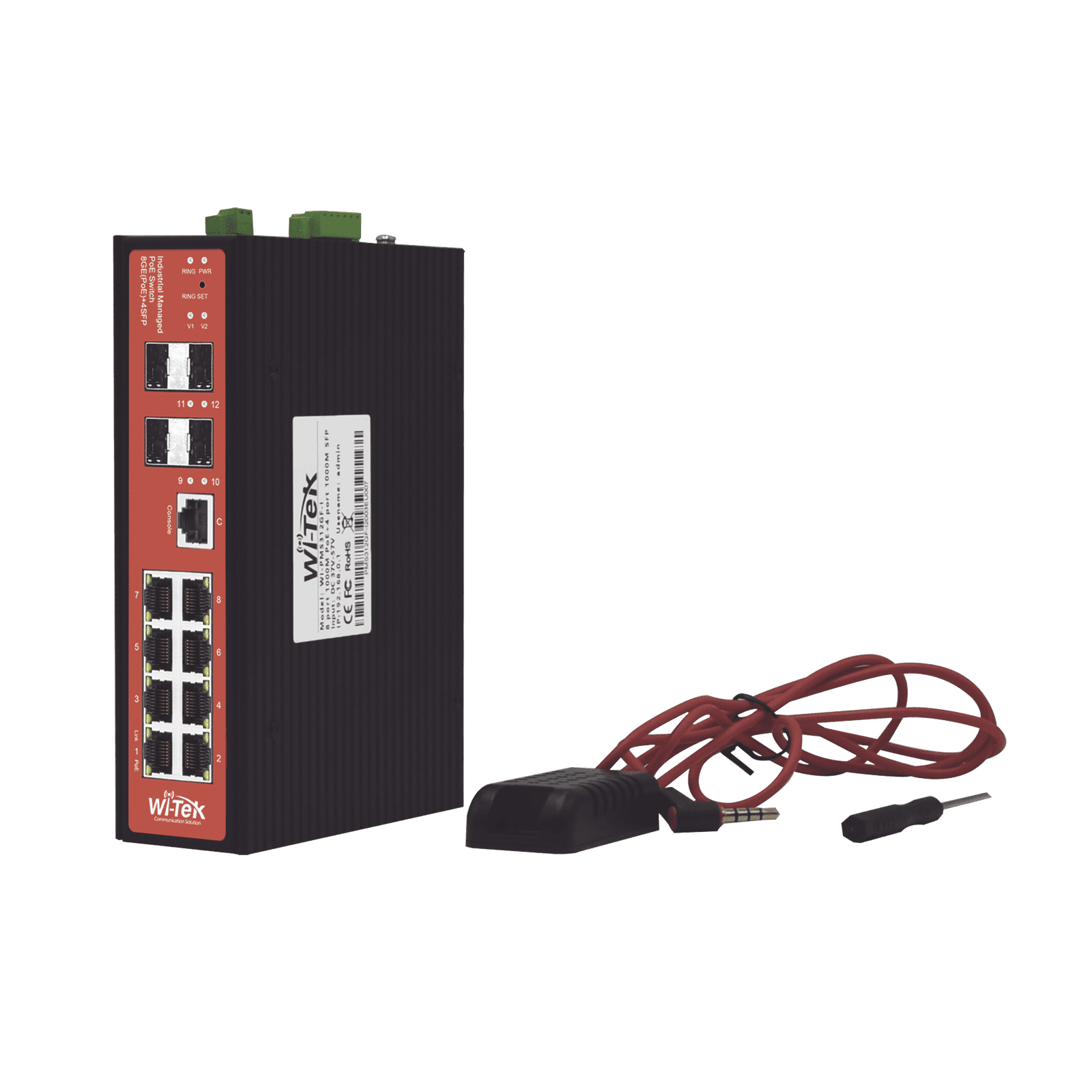 Switch Industrial 8 puertos / Administrable PoE / Puerto 1-2 PoE 24V/48V / Puertos 3-8 puertos 802.3 af/at/bt / Presupuesto máx 240 W WI-PMS312GF-I 193540 - WI-TEK