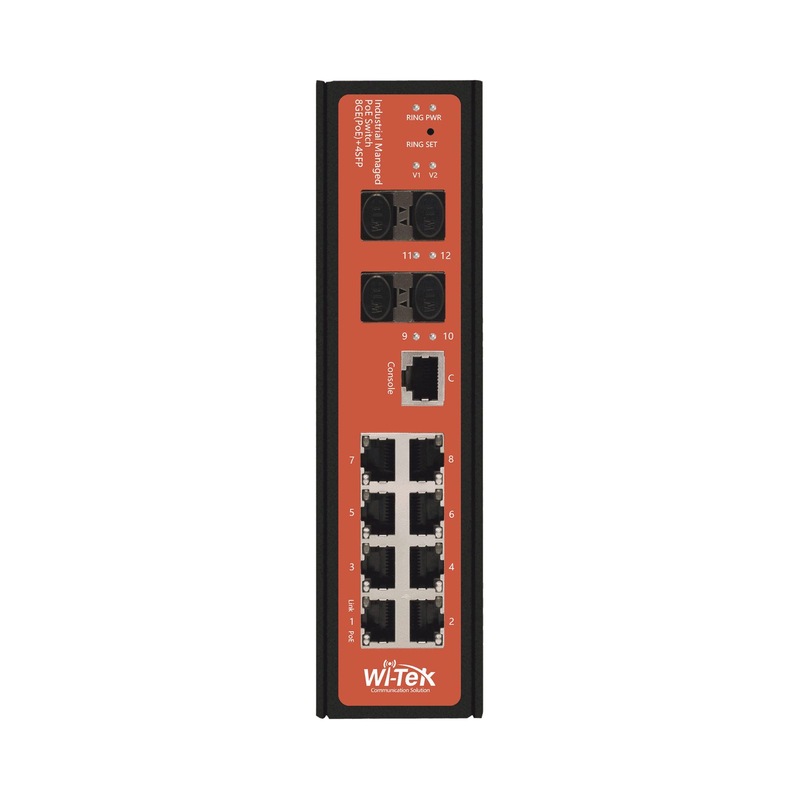 Switch Industrial 8 puertos / Administrable PoE / Puerto 1-2 PoE 24V/48V /  Puertos 3-8 puertos 802.3 af/at/bt / Presupuesto máx 240 W WI-PMS312GF-I 193540 - WI-TEK