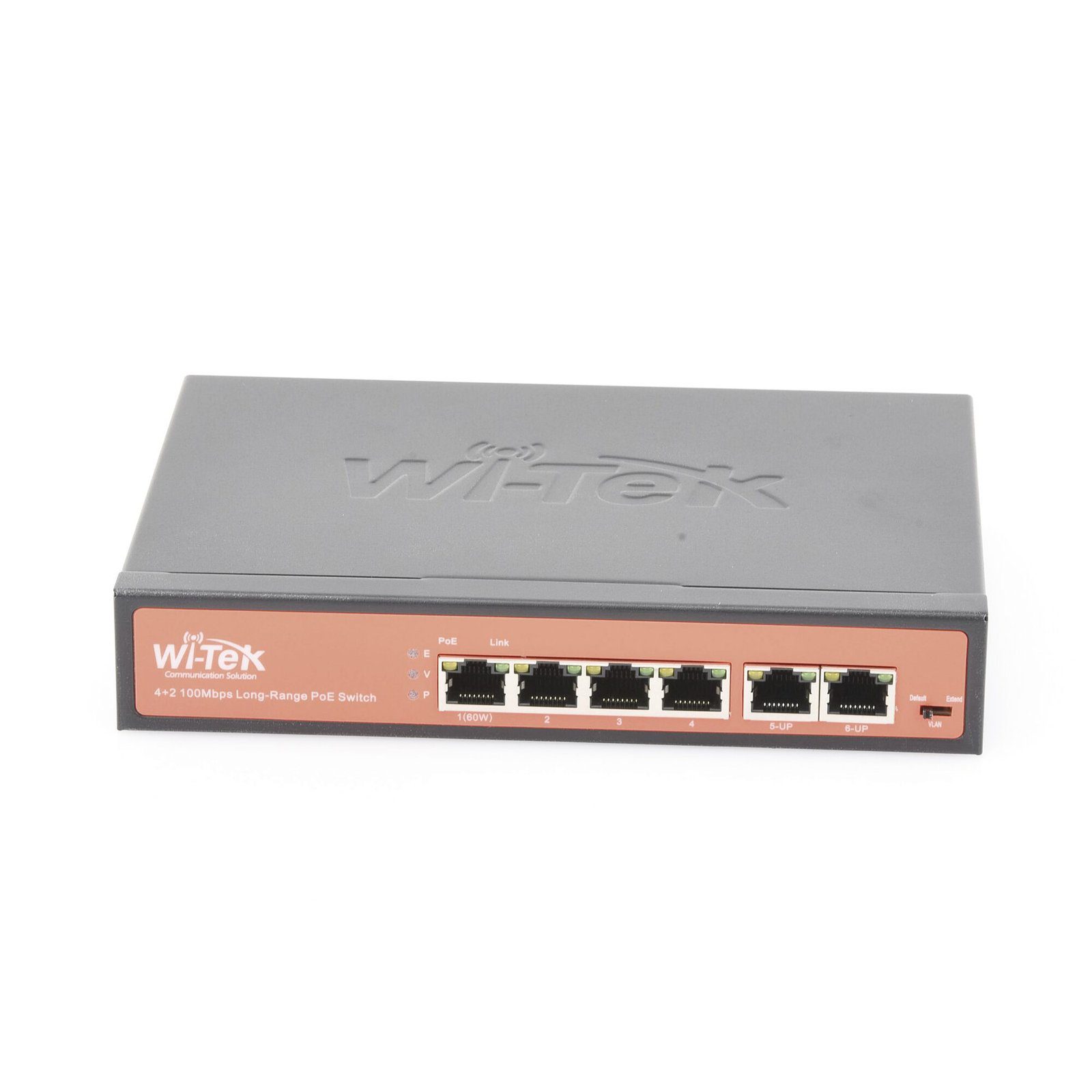 Switch PoE (802.3af/at/bt) / No administrable de largo alcance / Hasta 250m / 4×10/100Mbps (PoE) + 2×10/100Mbps Uplink / Presupuesto 65 W WI-PS205 170793 - WI-TEK