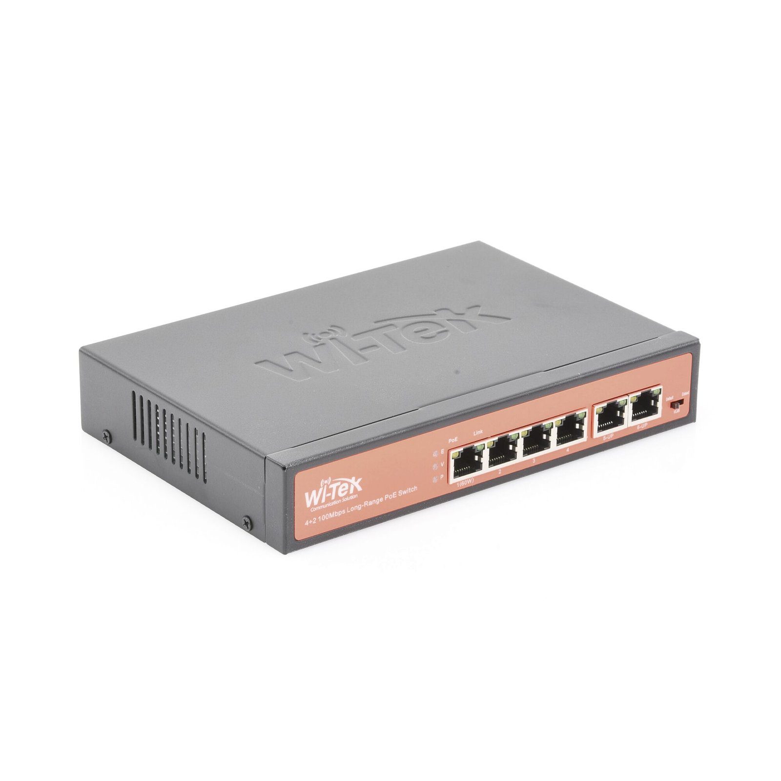 Switch PoE (802.3af/at/bt) / No administrable de largo alcance / Hasta 250m / 4×10/100Mbps (PoE) + 2×10/100Mbps Uplink / Presupuesto 65 W WI-PS205 170793 - WI-TEK