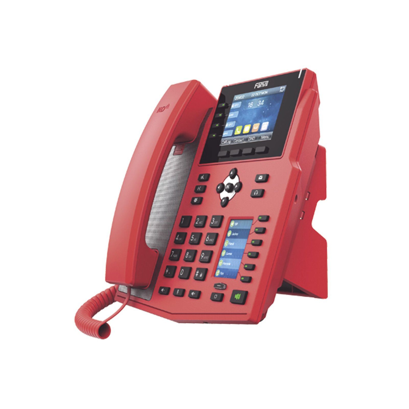 Teléfono IP Empresarial con Estándares Europeos, 16 lineas SIP con pantalla LCD de 3.5″ a color, 6 teclas DSS/BLF, puertos Gigabit, IPv6, Opus y conferencia de 3 vías, PoE/DC (incluye fuente). X5U-R 184454 - FANVIL
